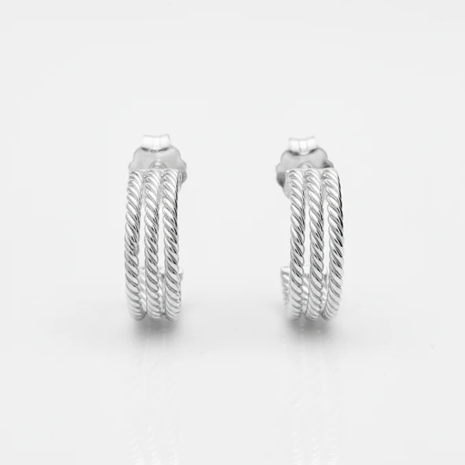 Triple Twist Hoop Stud Earrings - Image 2