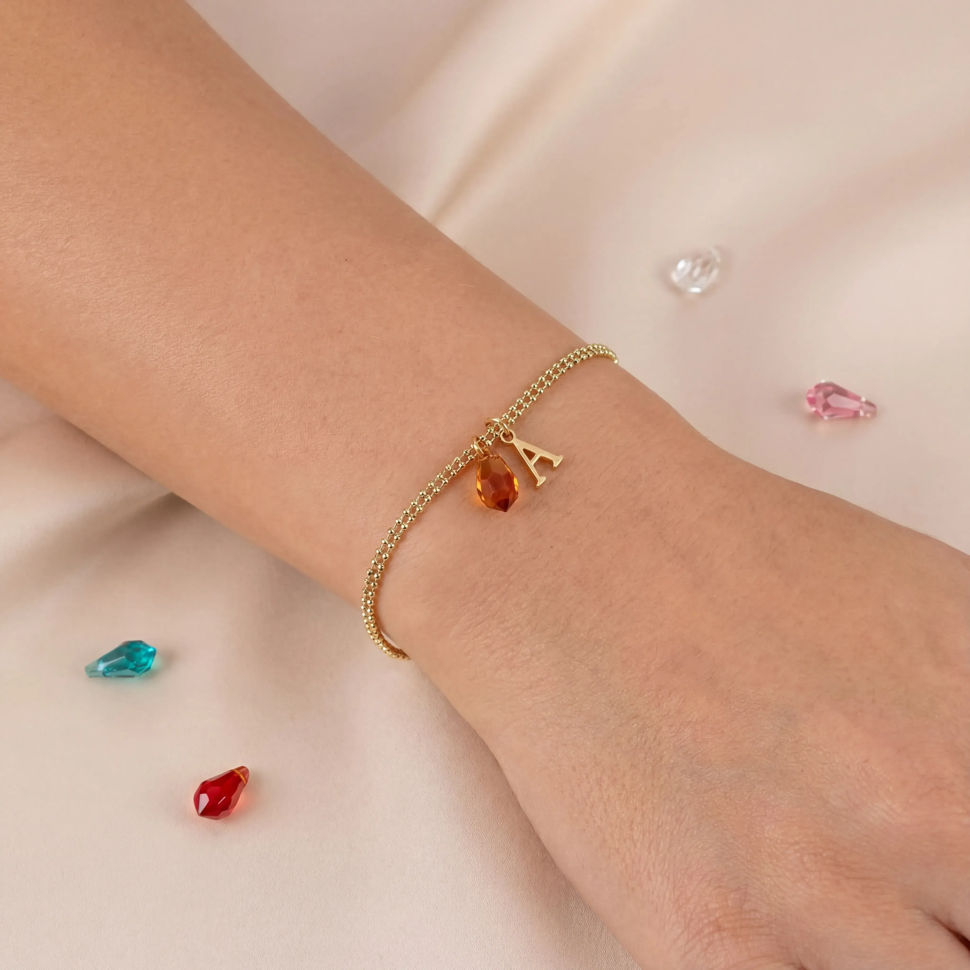 Birthstone Initial Bracelet - Image 3