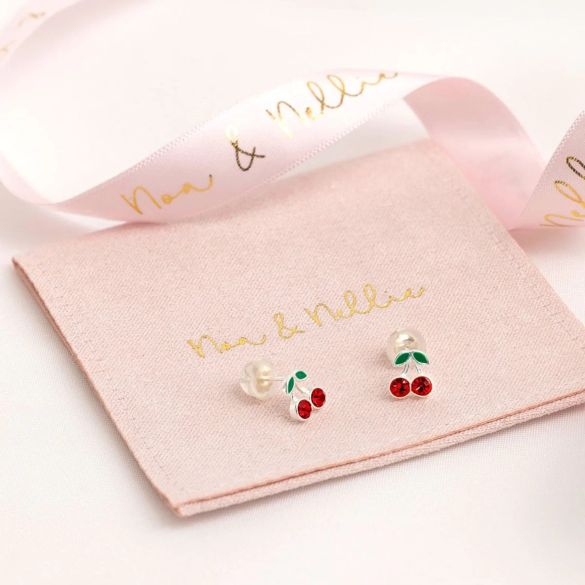 Kids Cherry Stud Earrings - Image 3