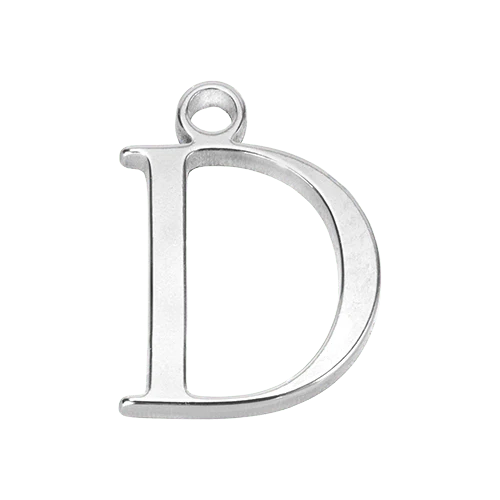 D Silver Letter Charm