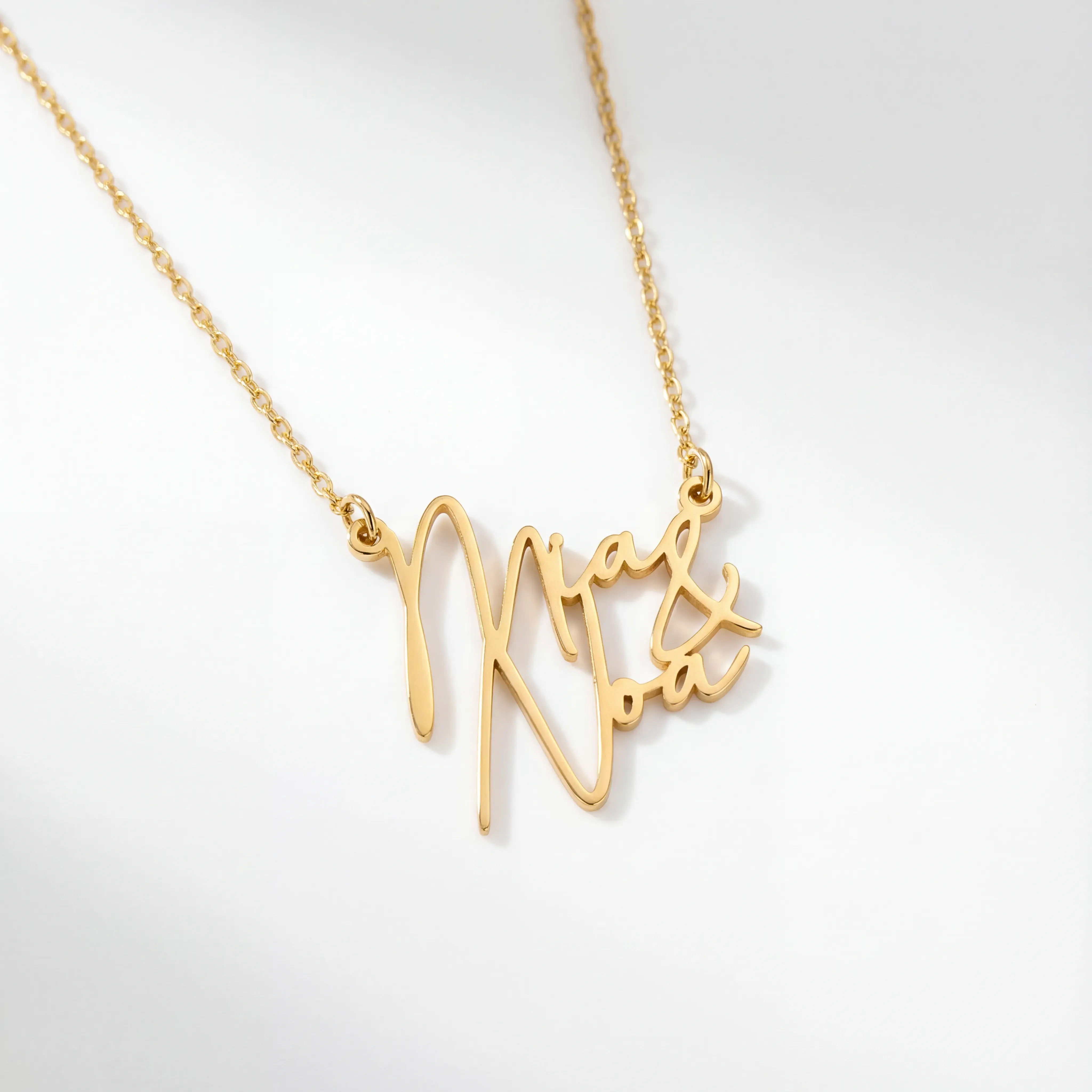 Stacked Double Name Necklace - Image 5