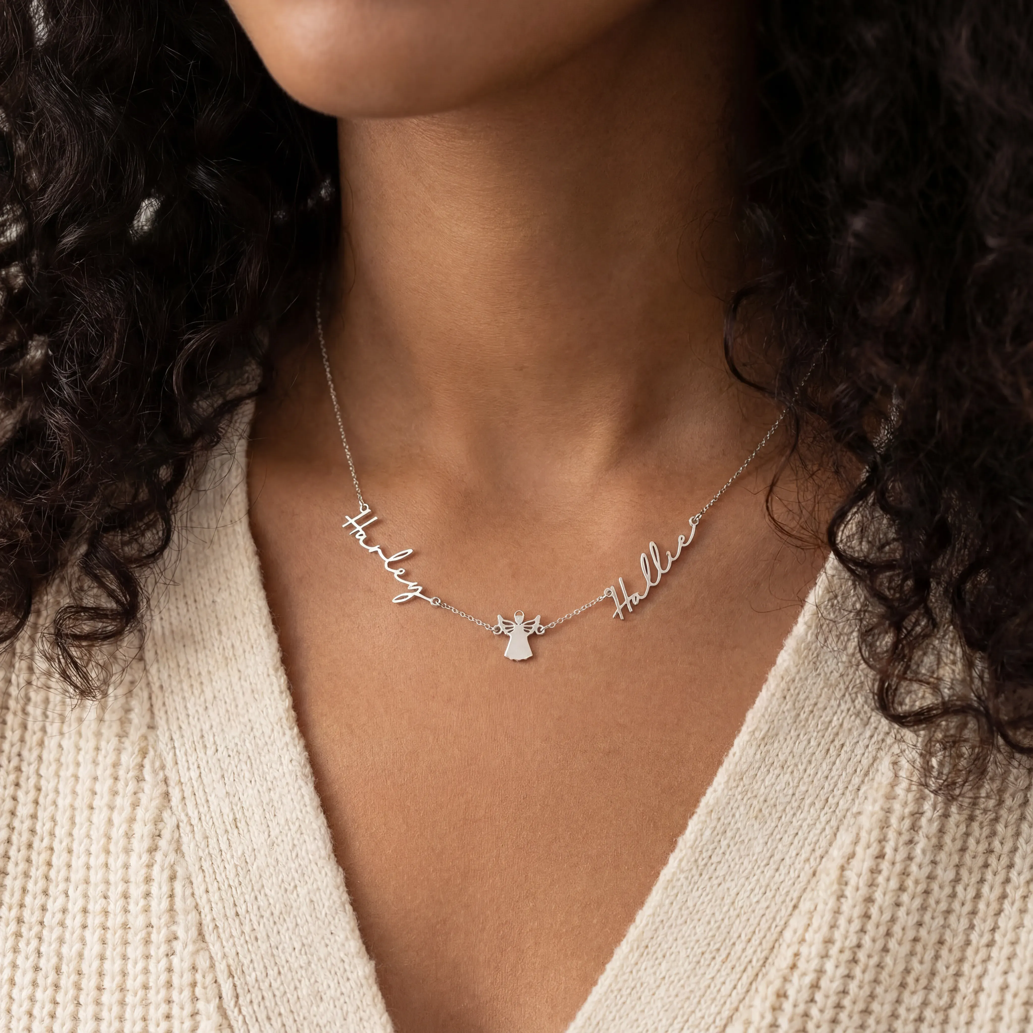 Double Name with Angel Necklace - Image 3