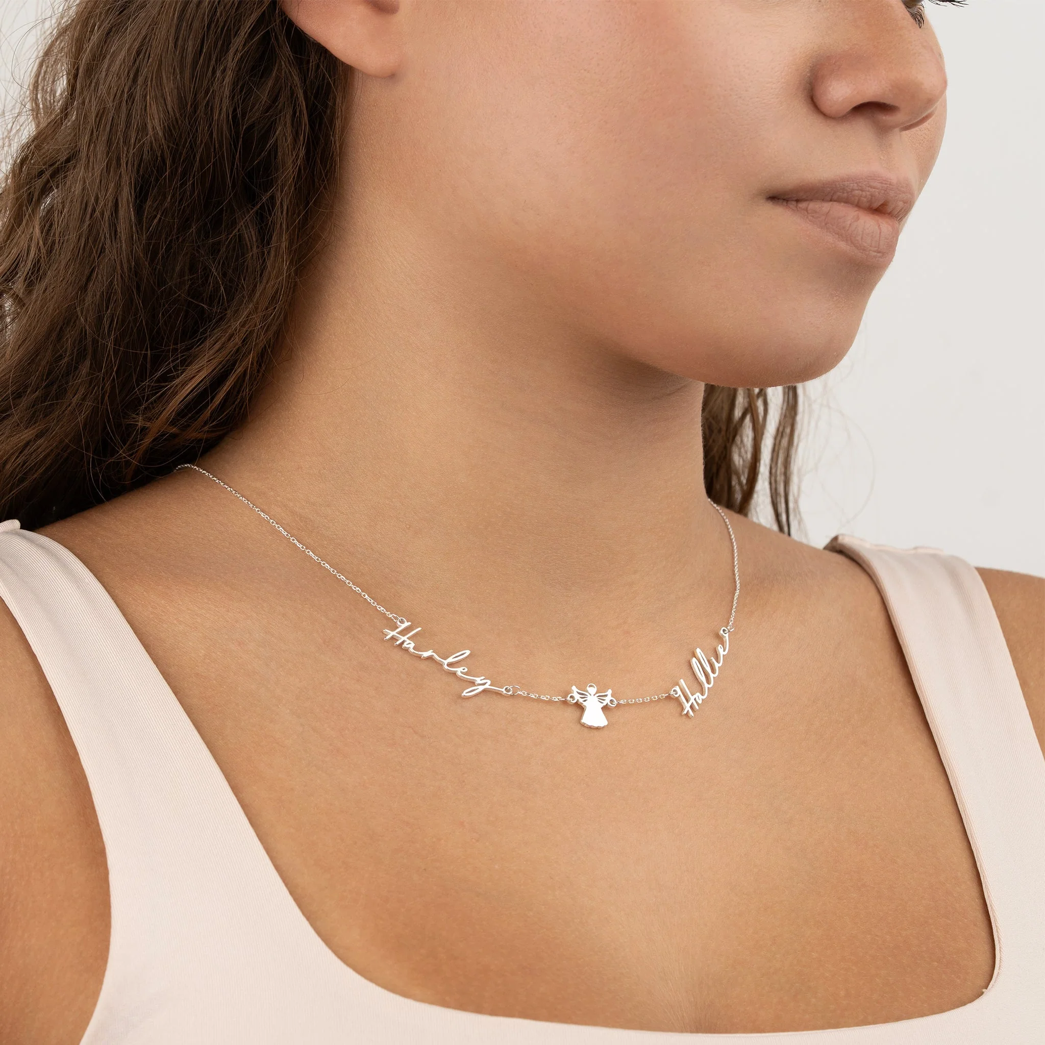 Double Name with Angel Necklace - Image 4