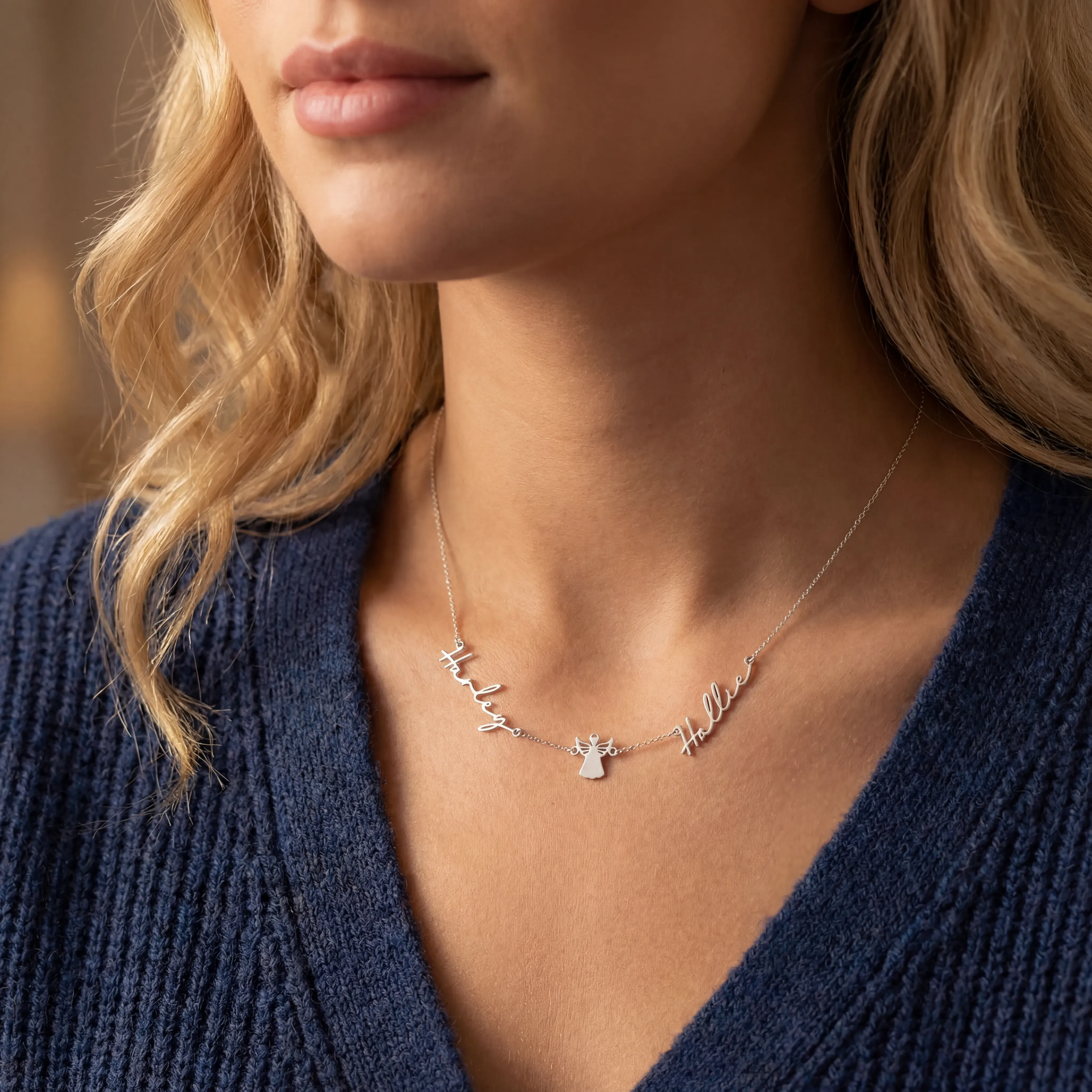 Double Name with Angel Necklace - Image 5