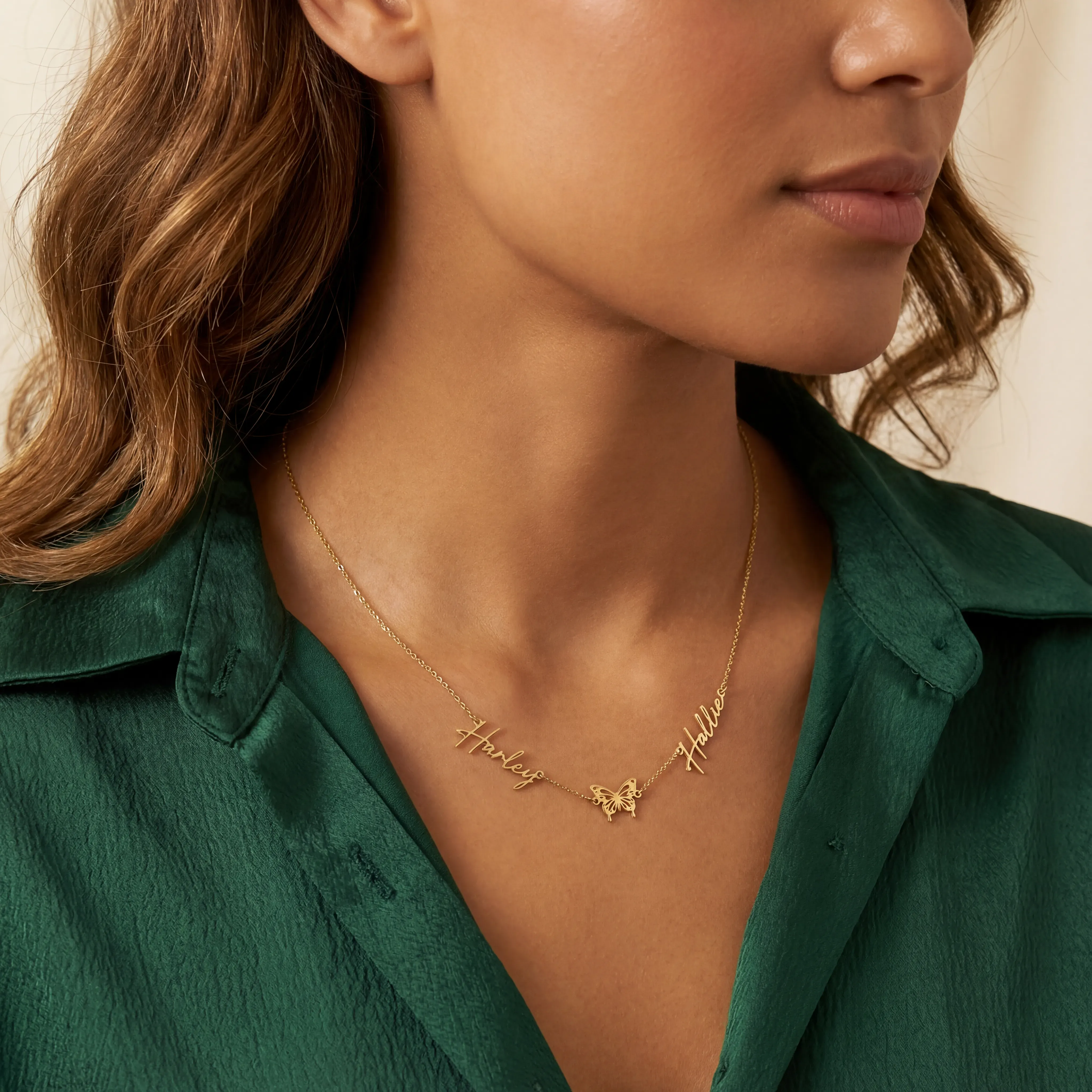Double Name with Butterfly Necklace - Image 5