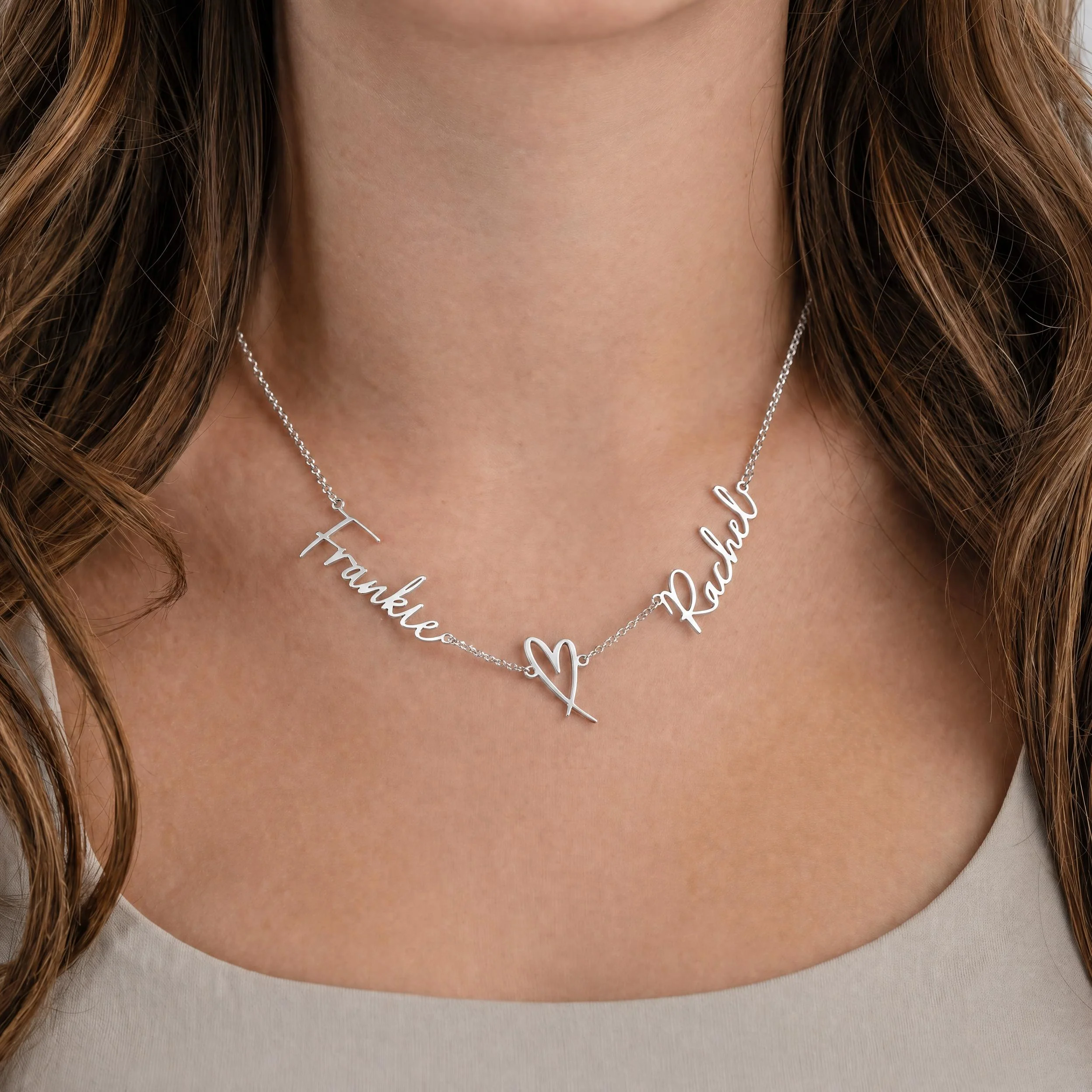 Double Name with Heart Necklace - Image 10