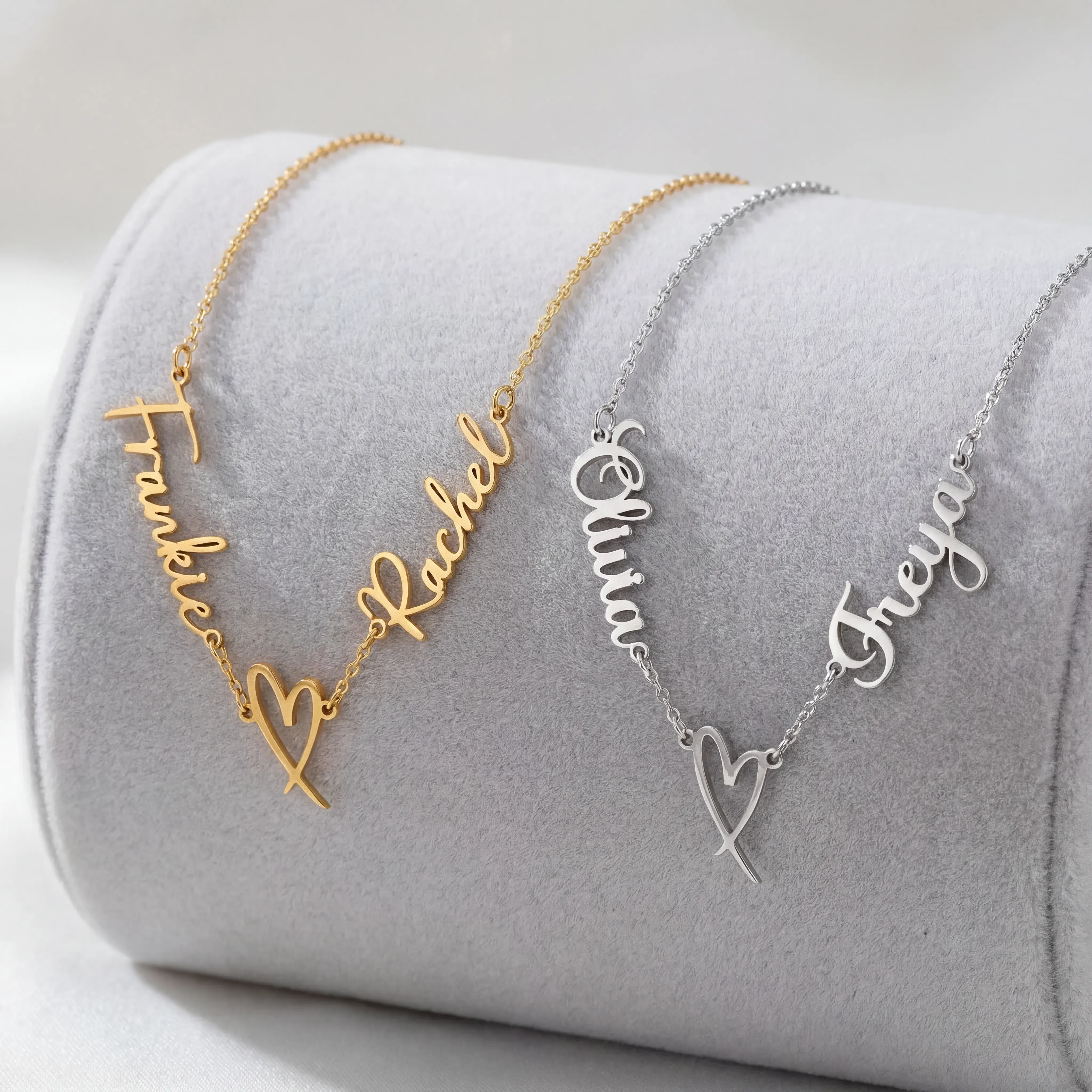 Double Name with Heart Necklace - Image 3