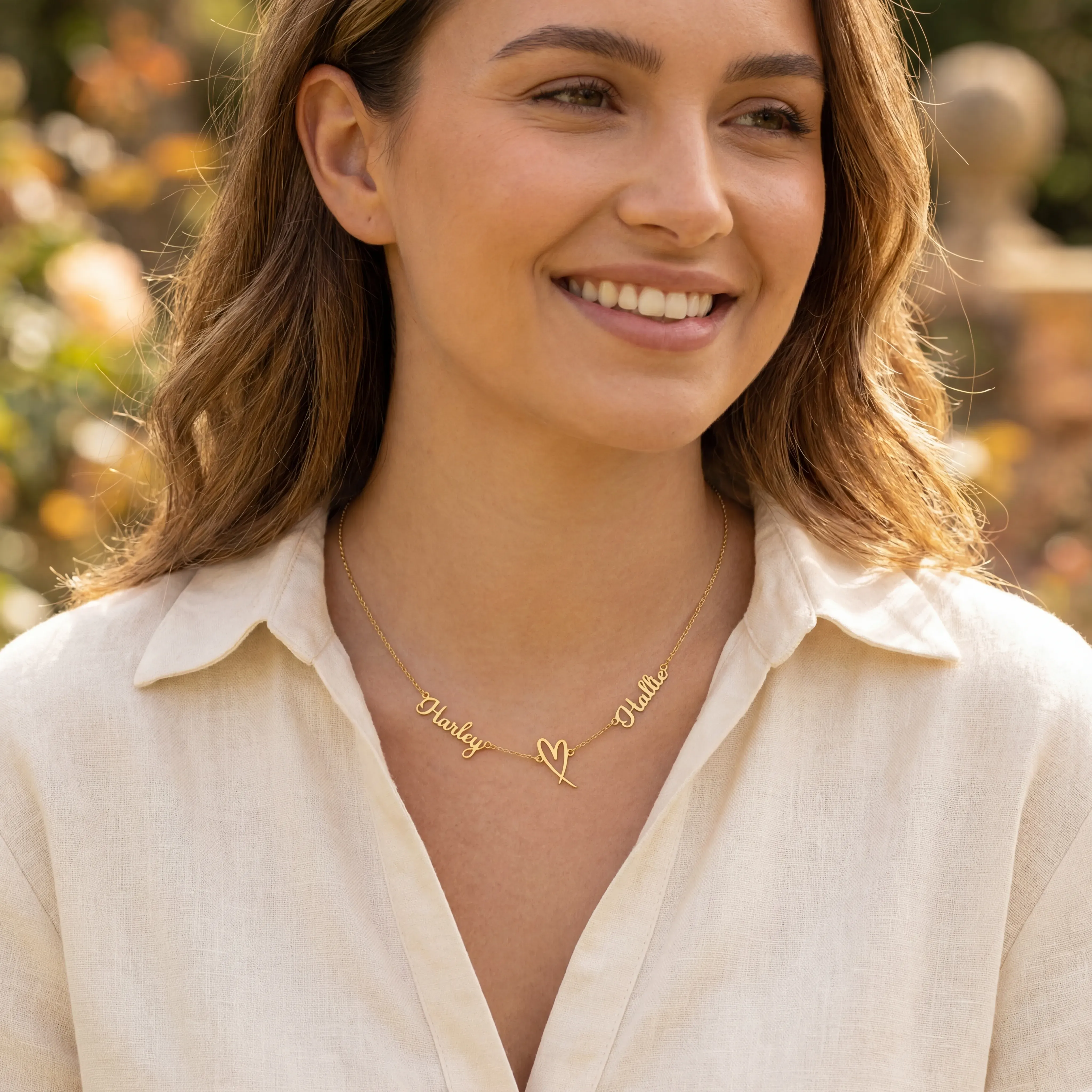 Double Name with Heart Necklace - Image 6