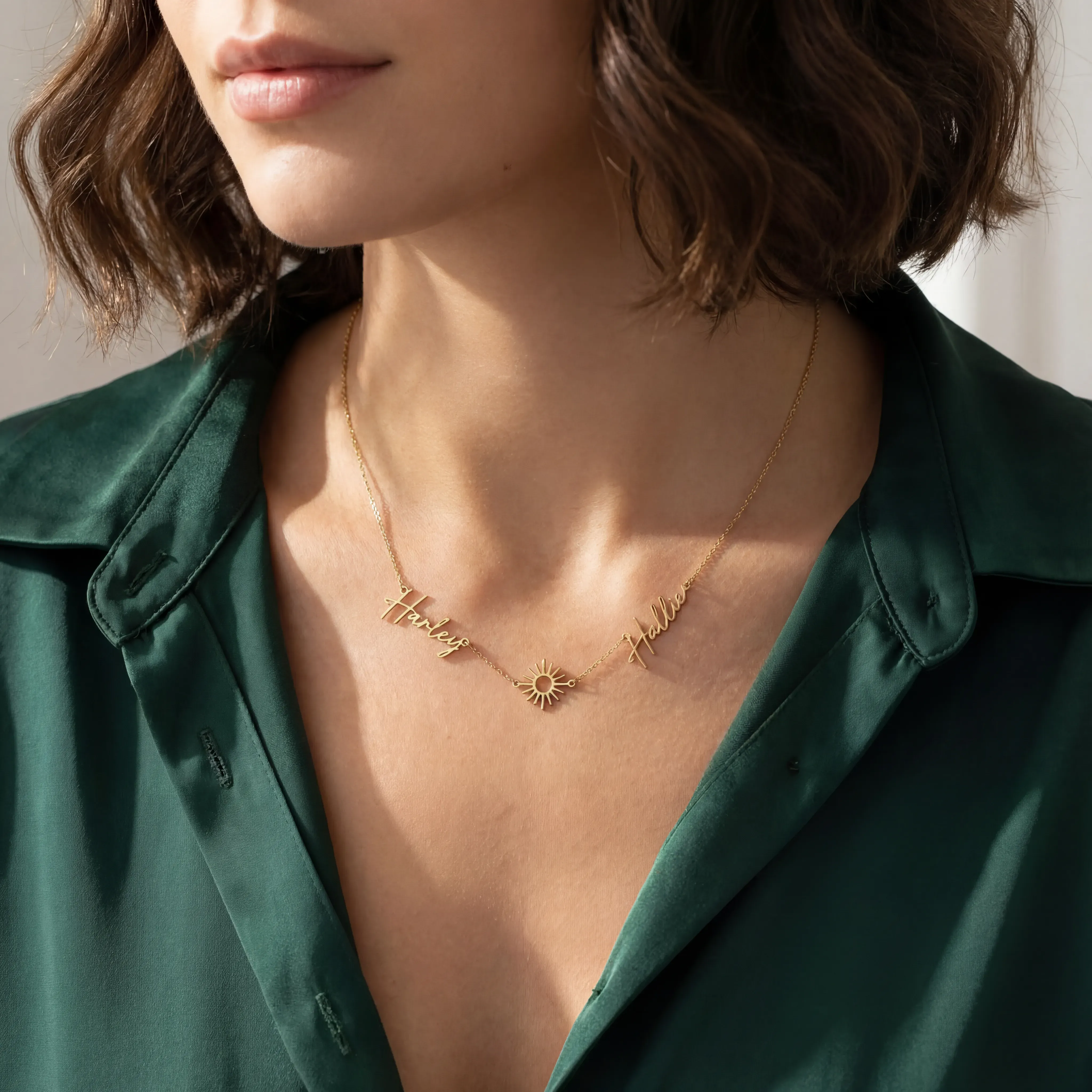 Double Name with Sun Necklace - Image 5