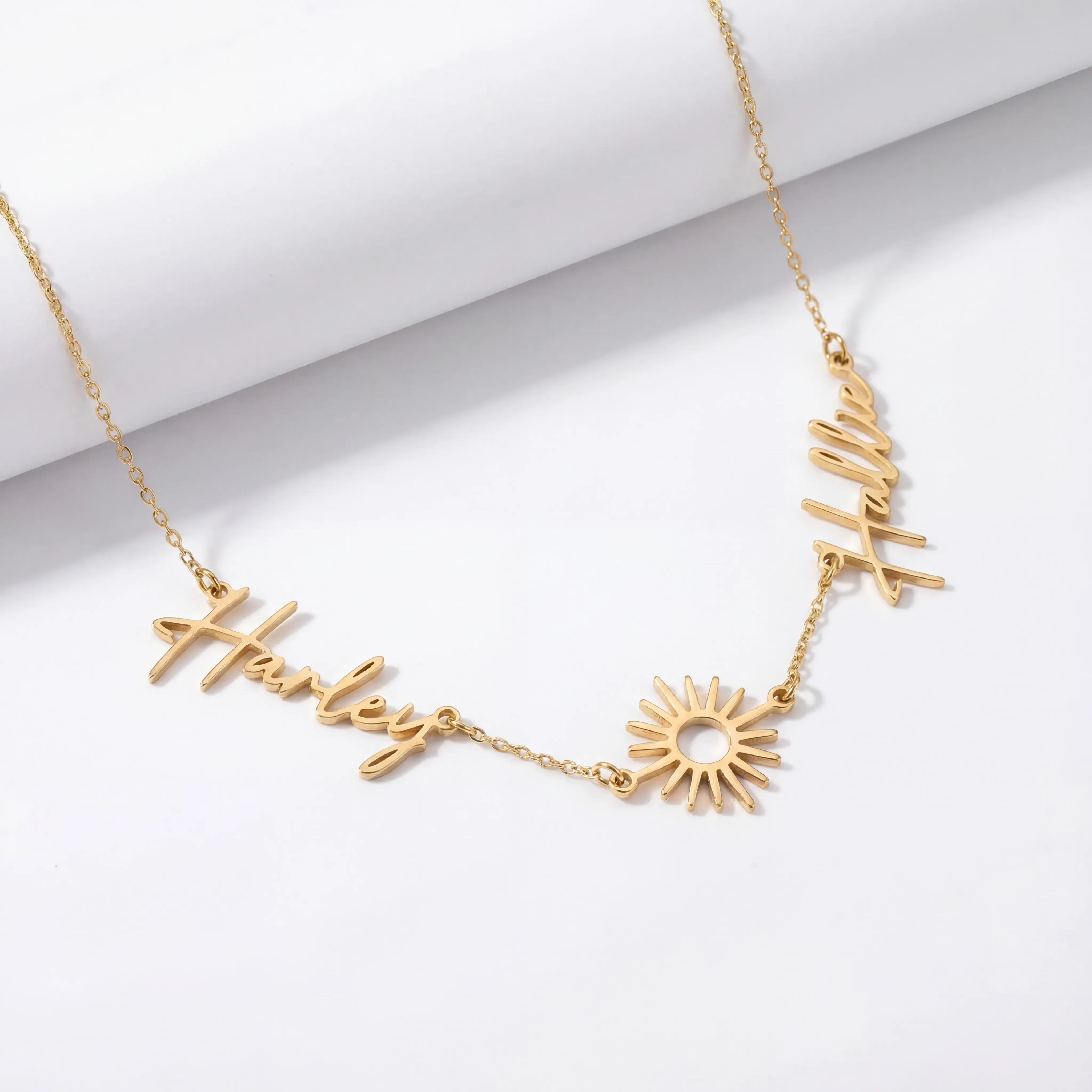 Double Name with Sun Necklace - Image 6