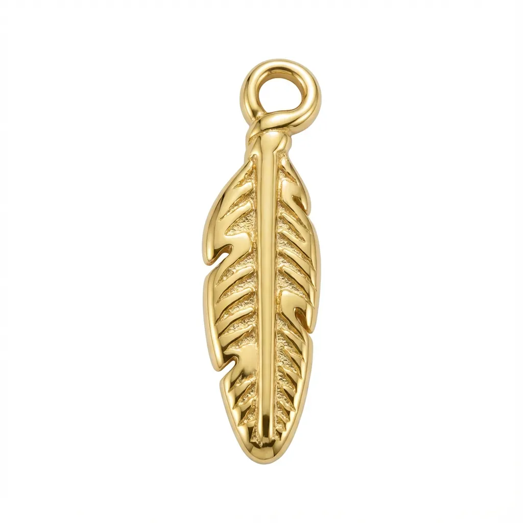 Gold Feather Symbol Charm