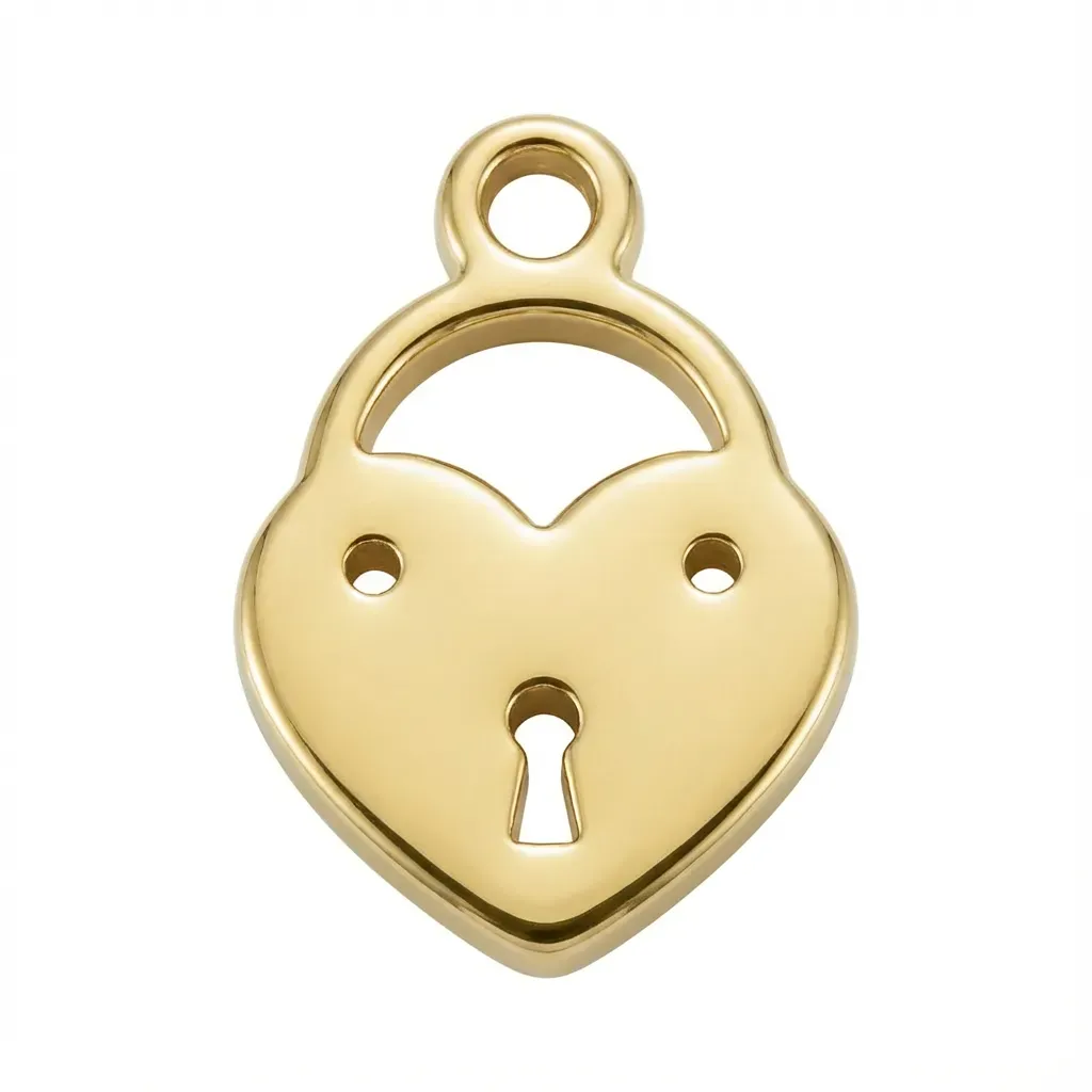 Gold Heart Love Lock Symbol Charm