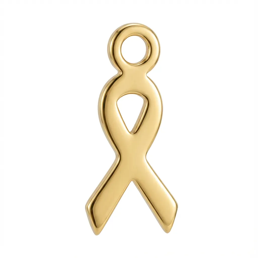 Gold Ribbon Symbol Charm