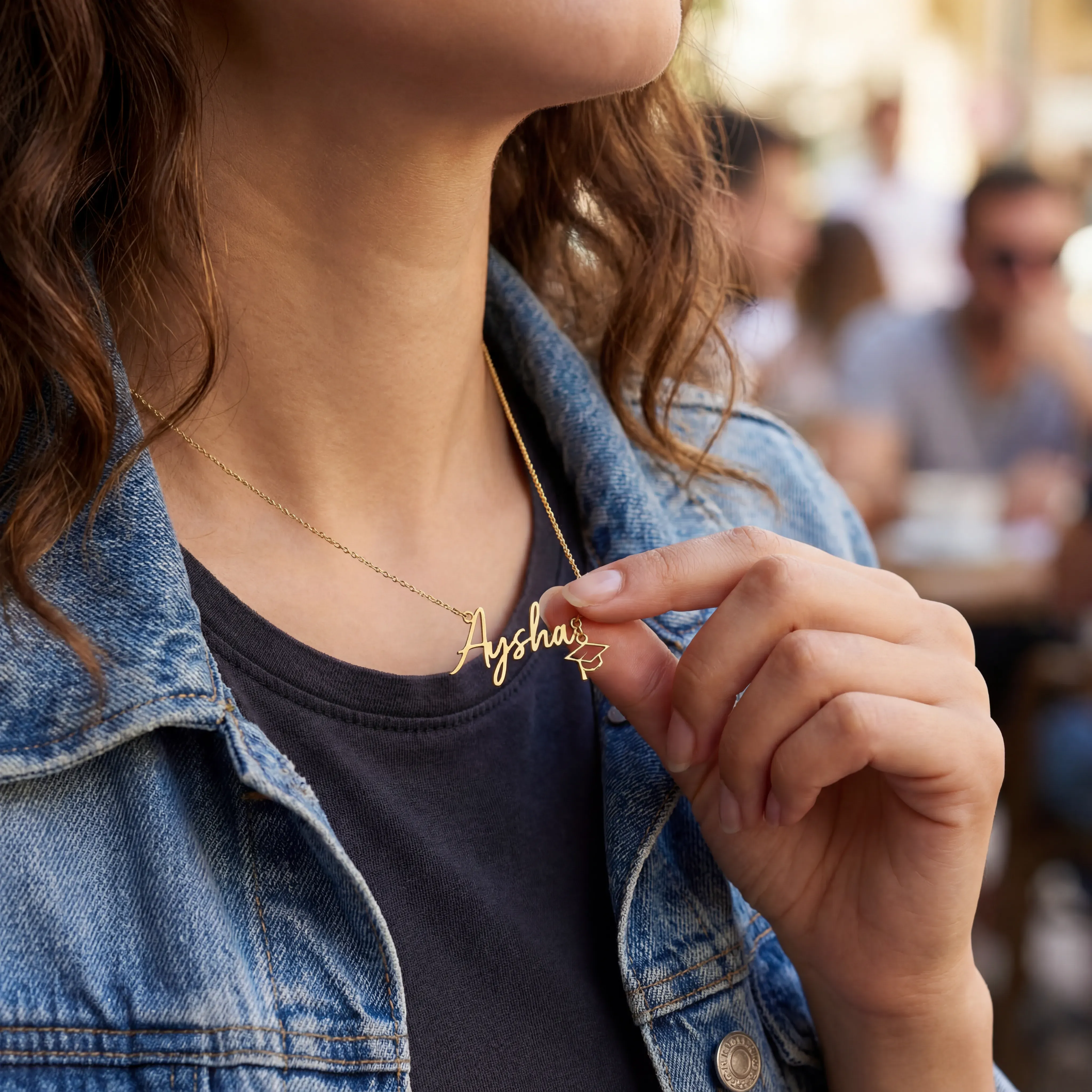 Graduation Name Necklace with Cap Charm - Image 6