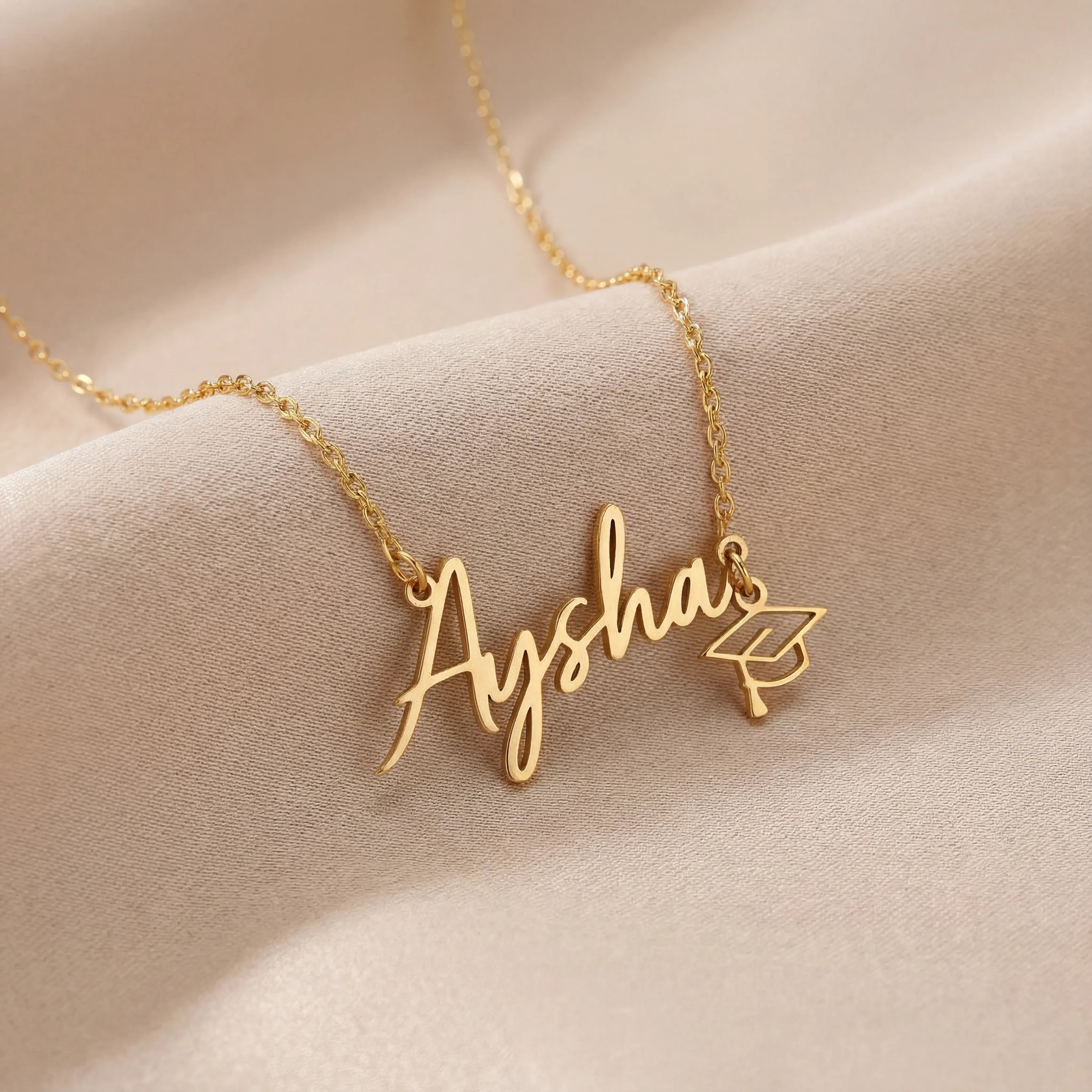 Graduation Name Necklace with Cap Charm - Image 7