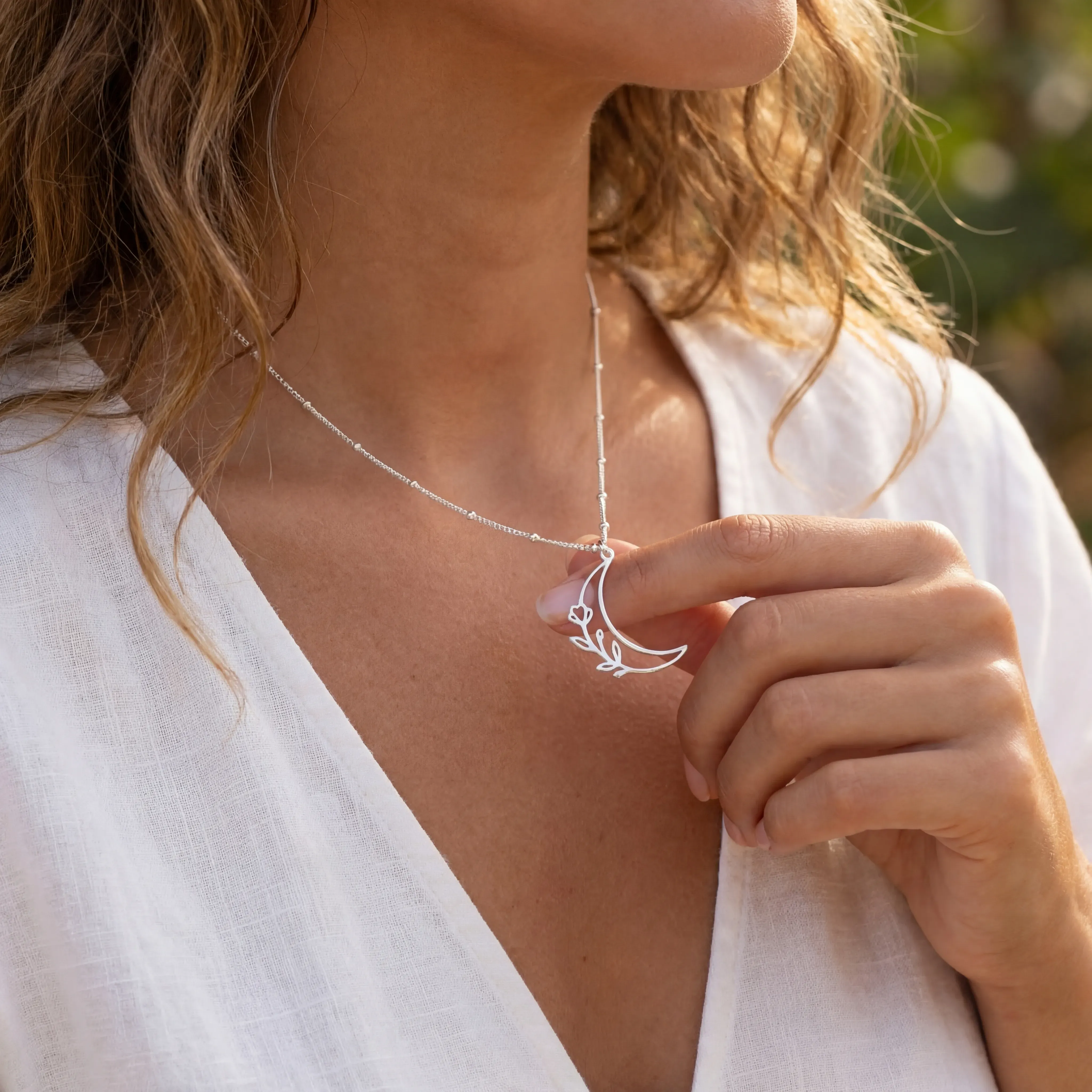 Half Moon & Flower Necklace - Image 4