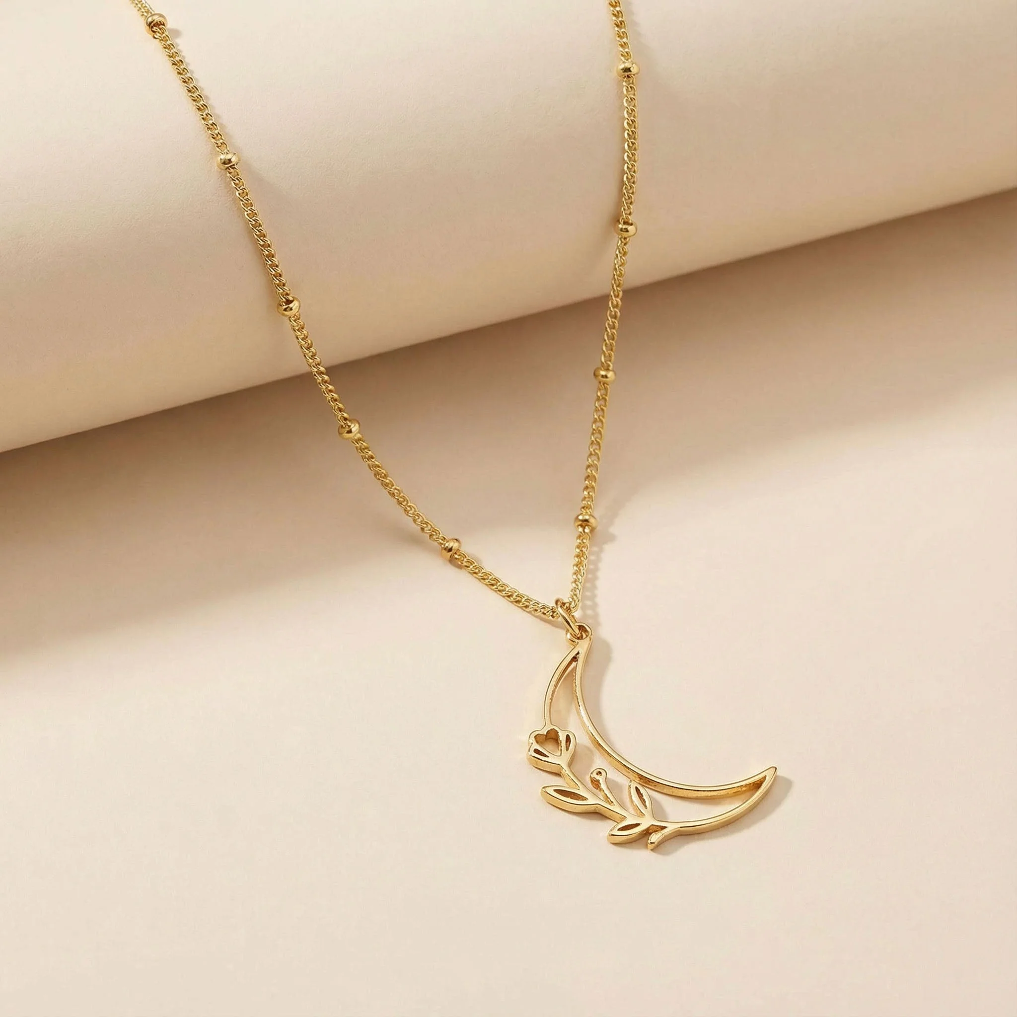 Half Moon & Flower Necklace - Image 8