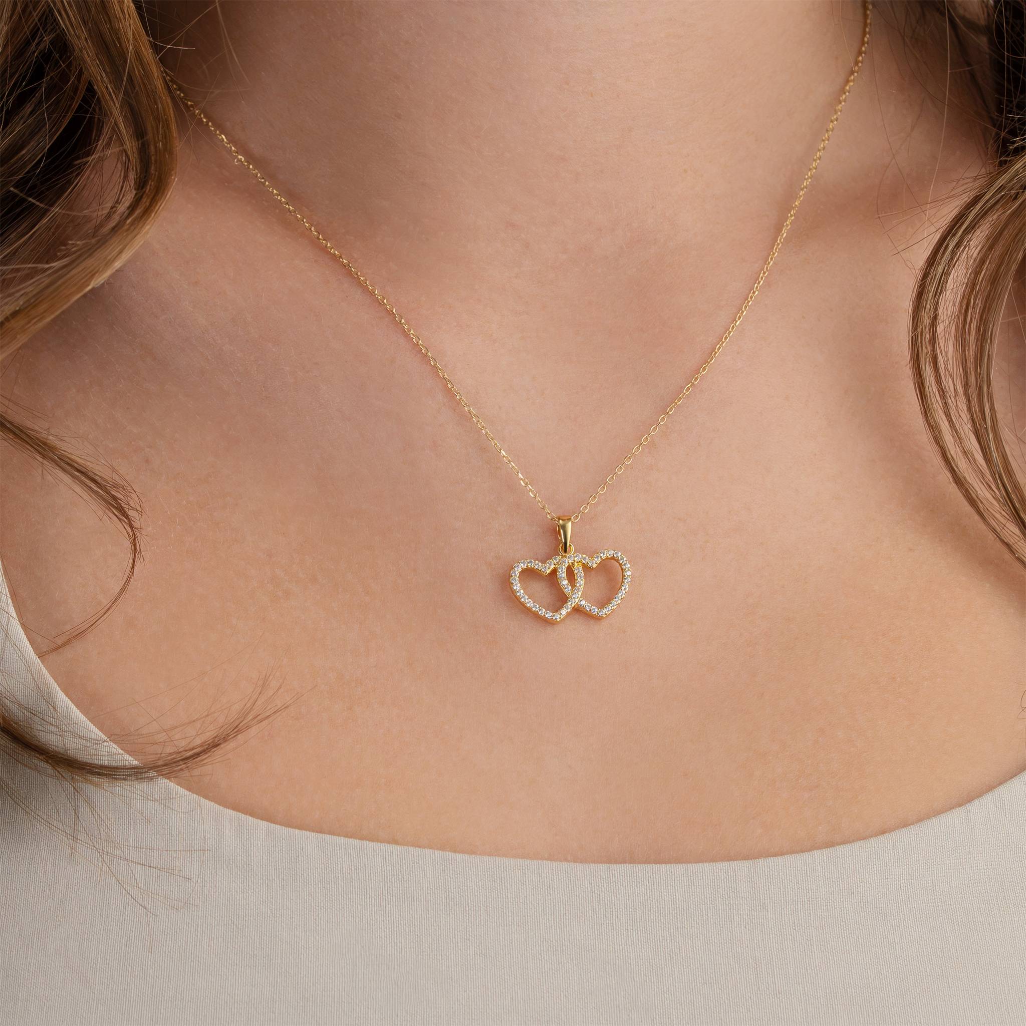 Interlocking Double Heart Cubic Zirconia Necklace