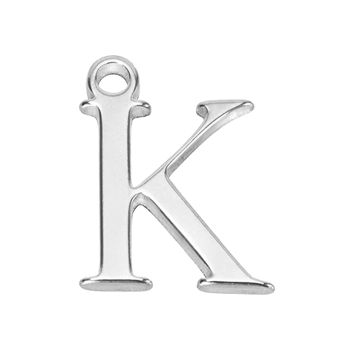 K Silver Letter Charm