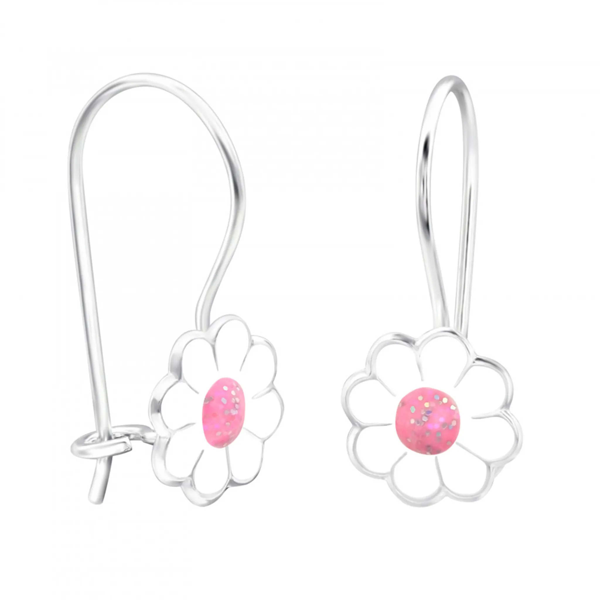Kids Pink Centred Daisy Drop Earrings - Image 2