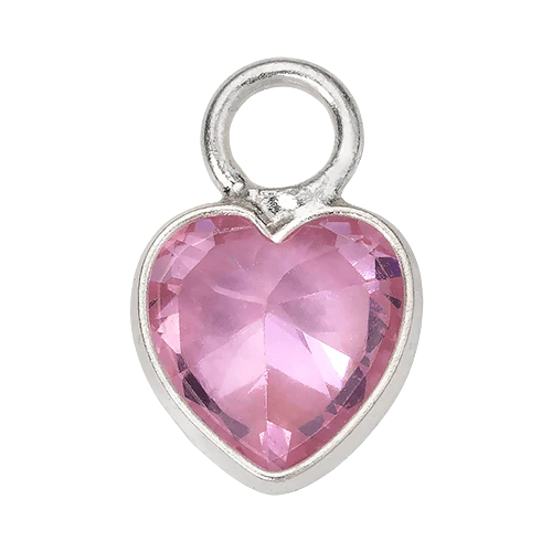 Silver Pink Heart Kids Charm