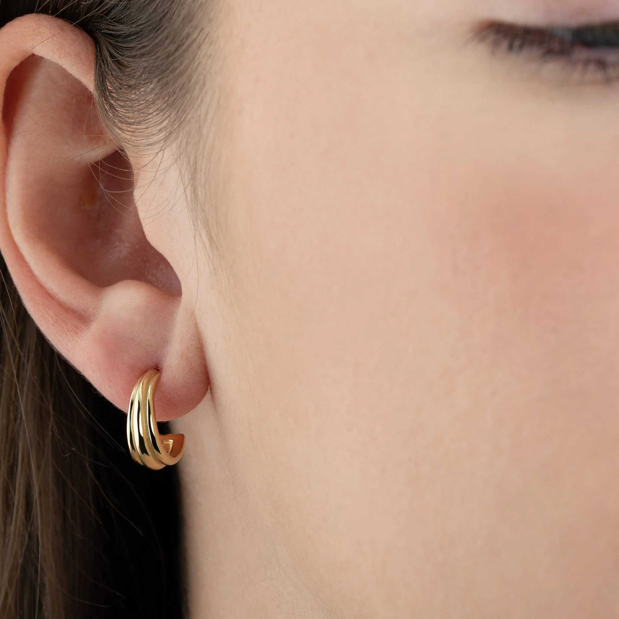 Line Trio Hoop Stud Earrings