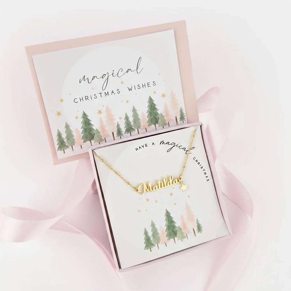 Magical Christmas Kids Name Necklace & Star Charm - Image 4