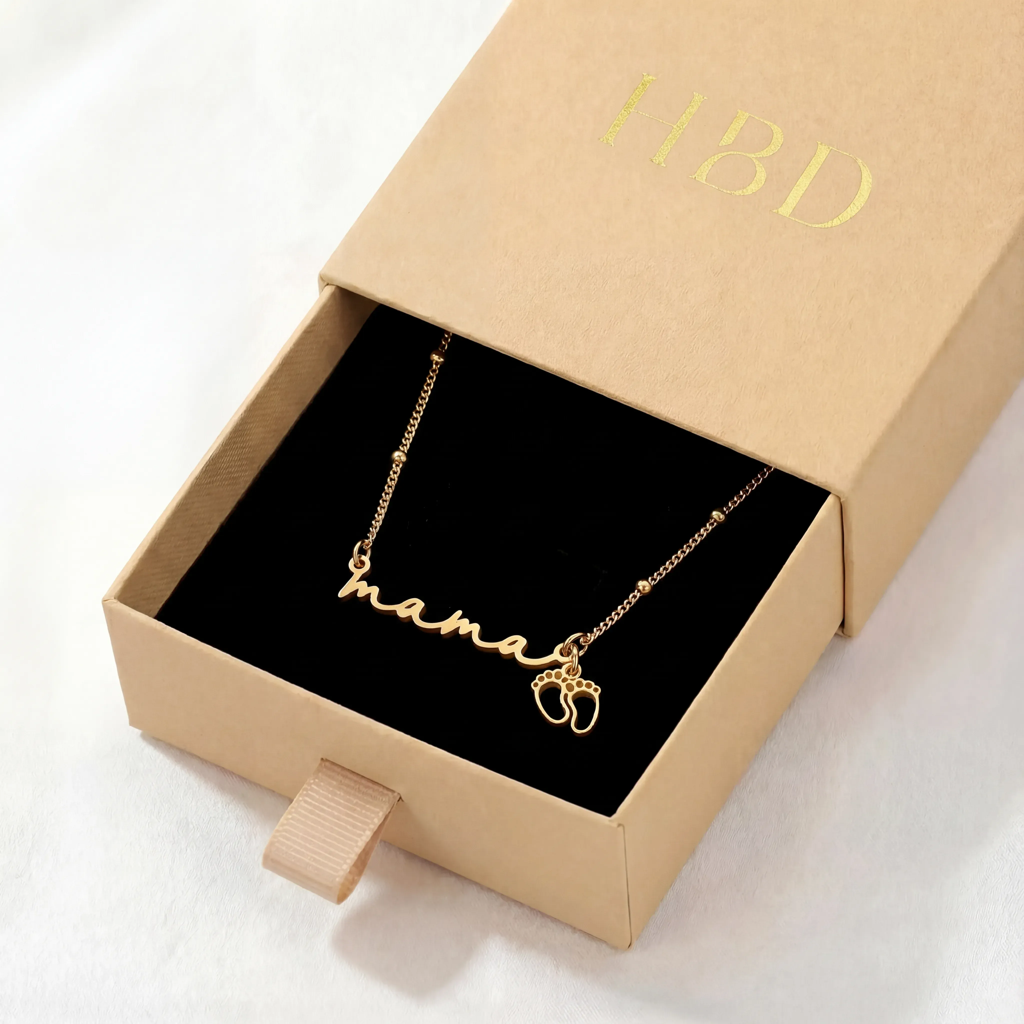 Mama Necklace with Baby Feet Charm - Image 11