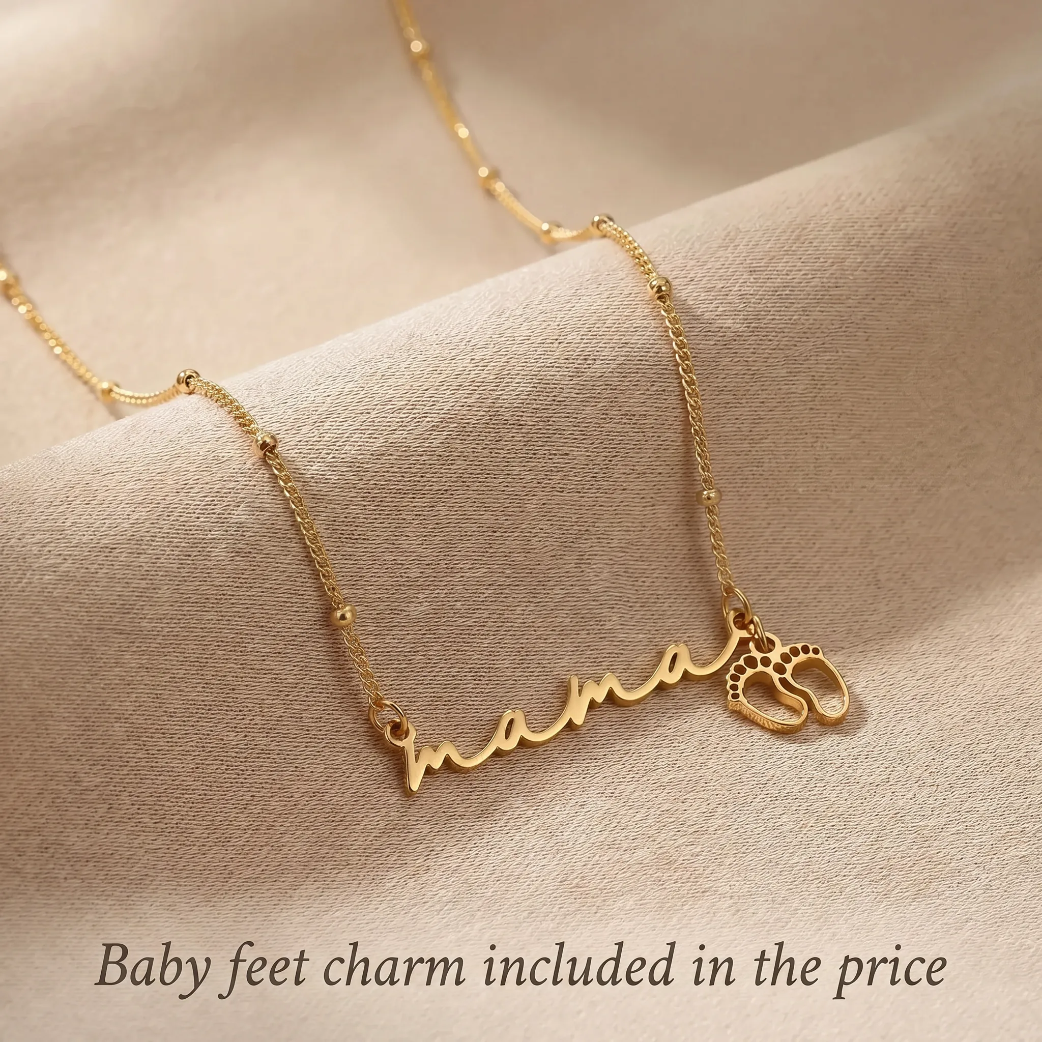 Mama Necklace with Baby Feet Charm - Image 2