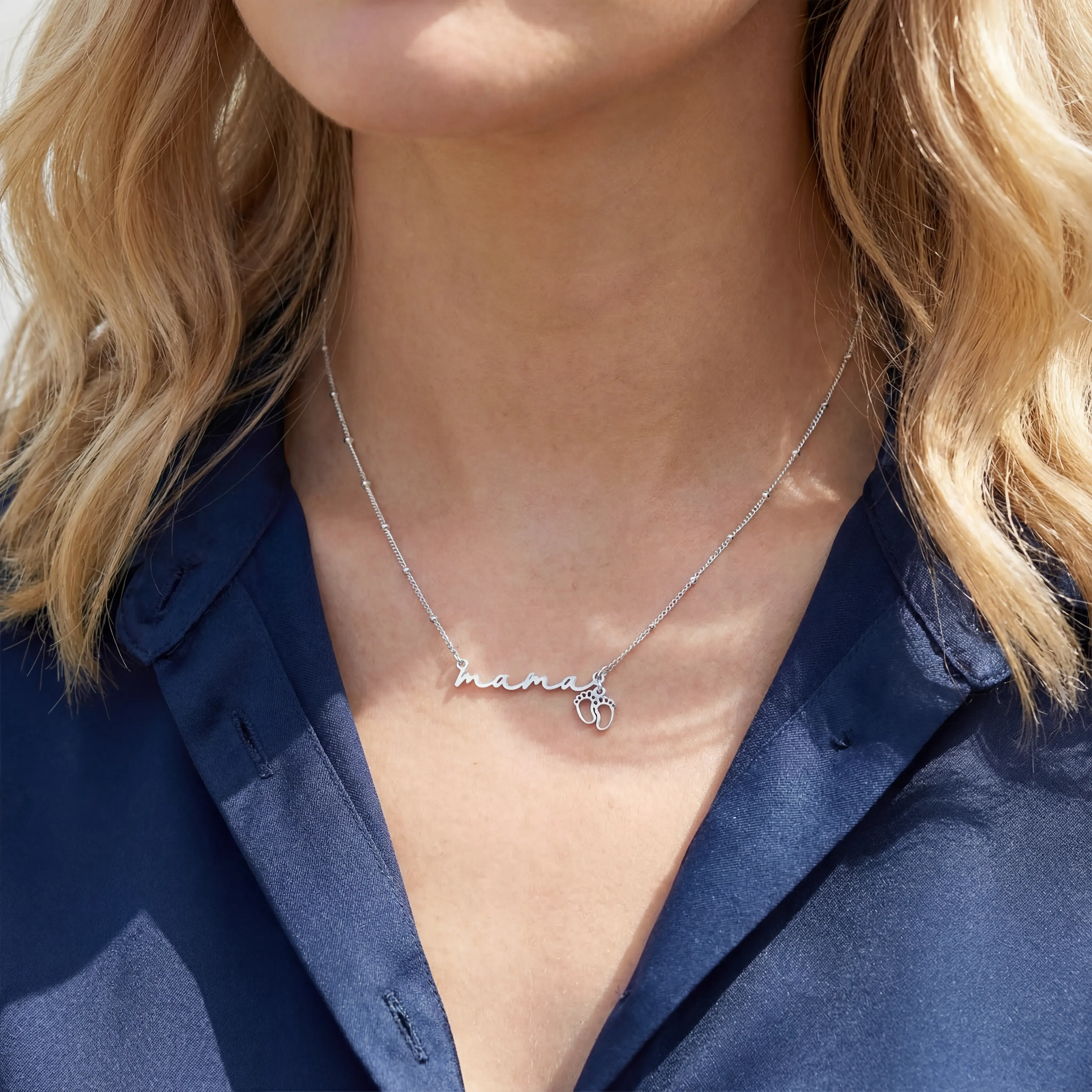 Mama Necklace with Baby Feet Charm - Image 9