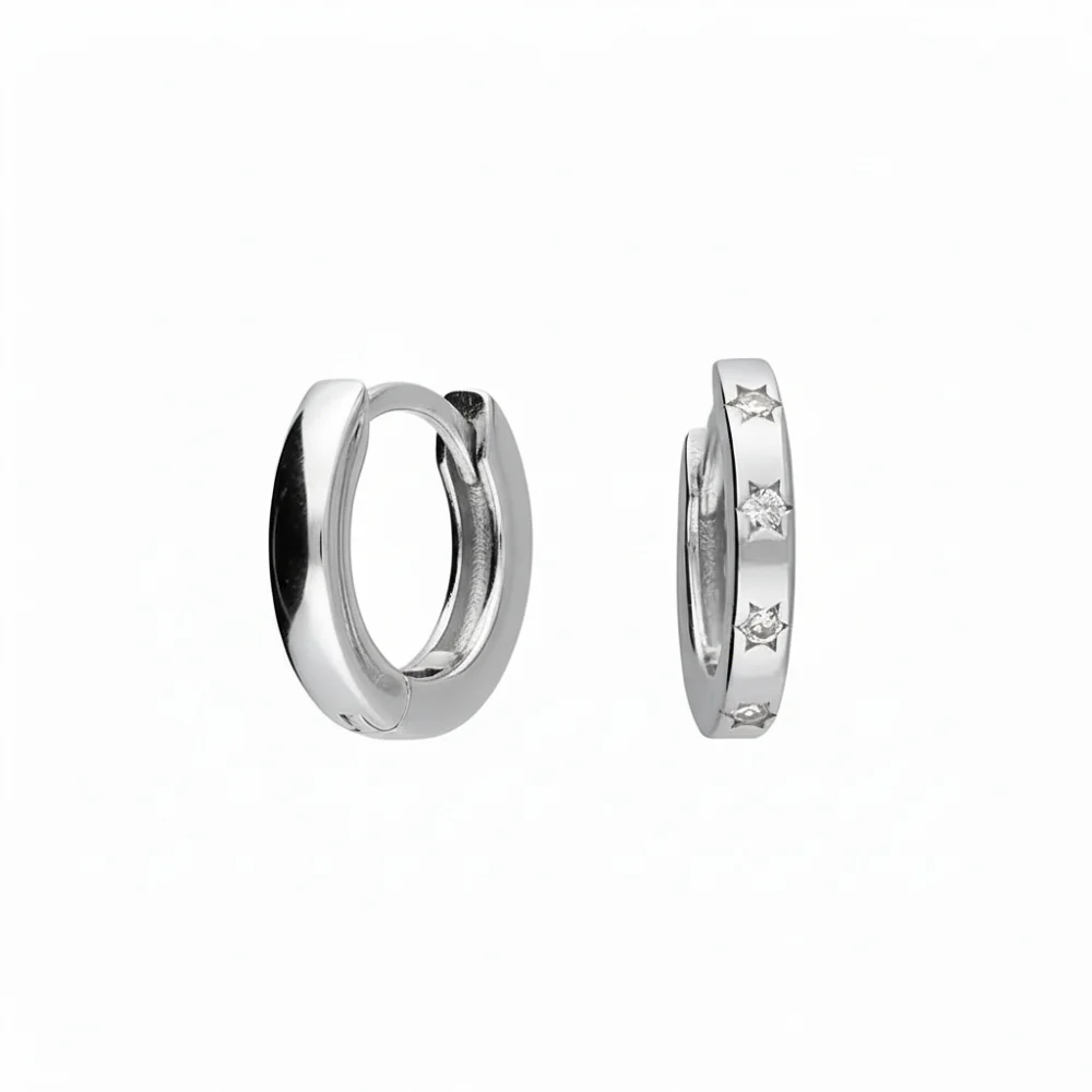 Mini Cubic Zirconia Star Huggie Earrings - Image 2