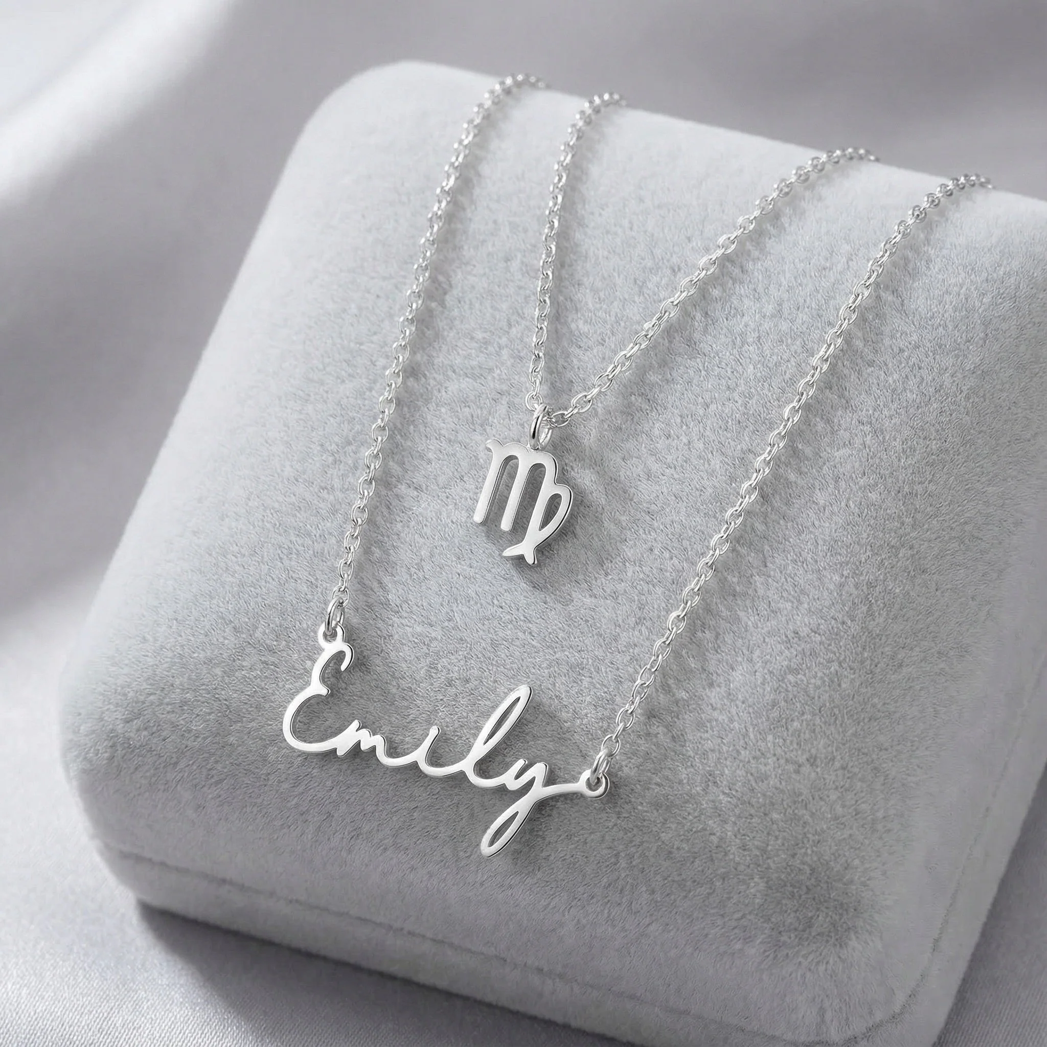 Signature Name & Zodiac Necklace Set - Image 4