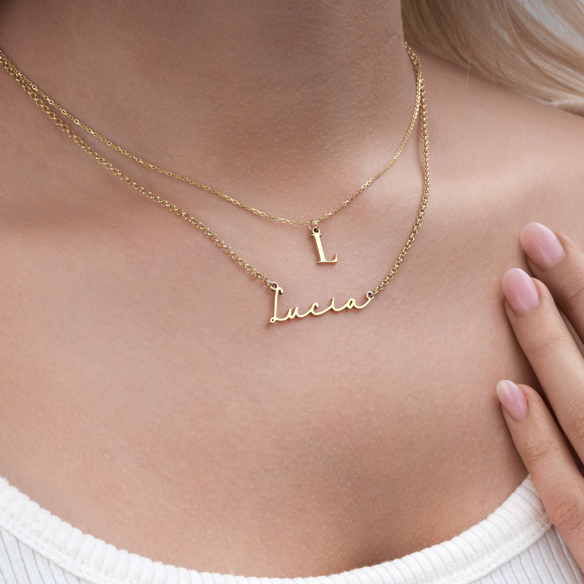 Personalised Name & Initial Necklace Layered Set - Image 4