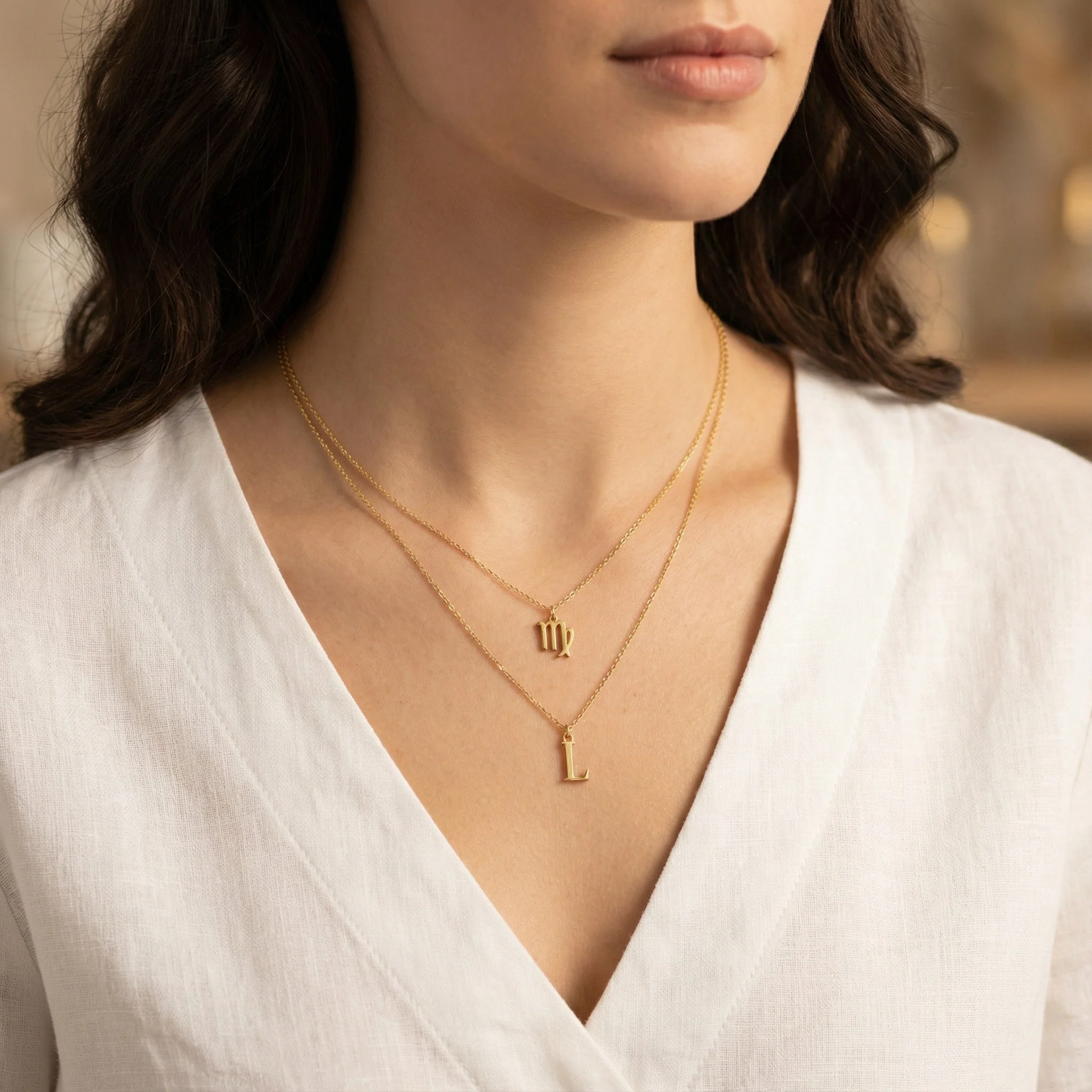 Zodiac & Initial Necklace Layered Set - Image 3
