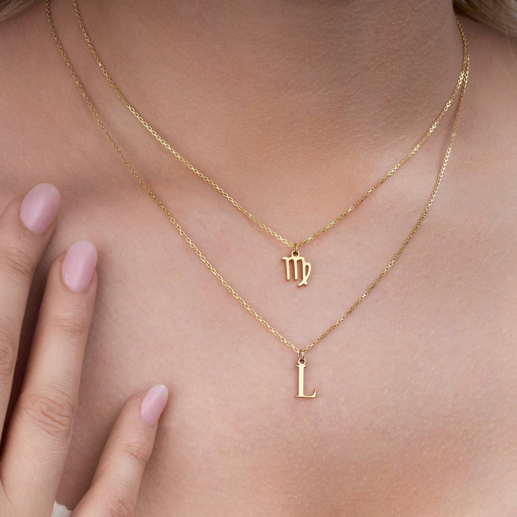 Zodiac & Initial Necklace Layered Set - Image 5