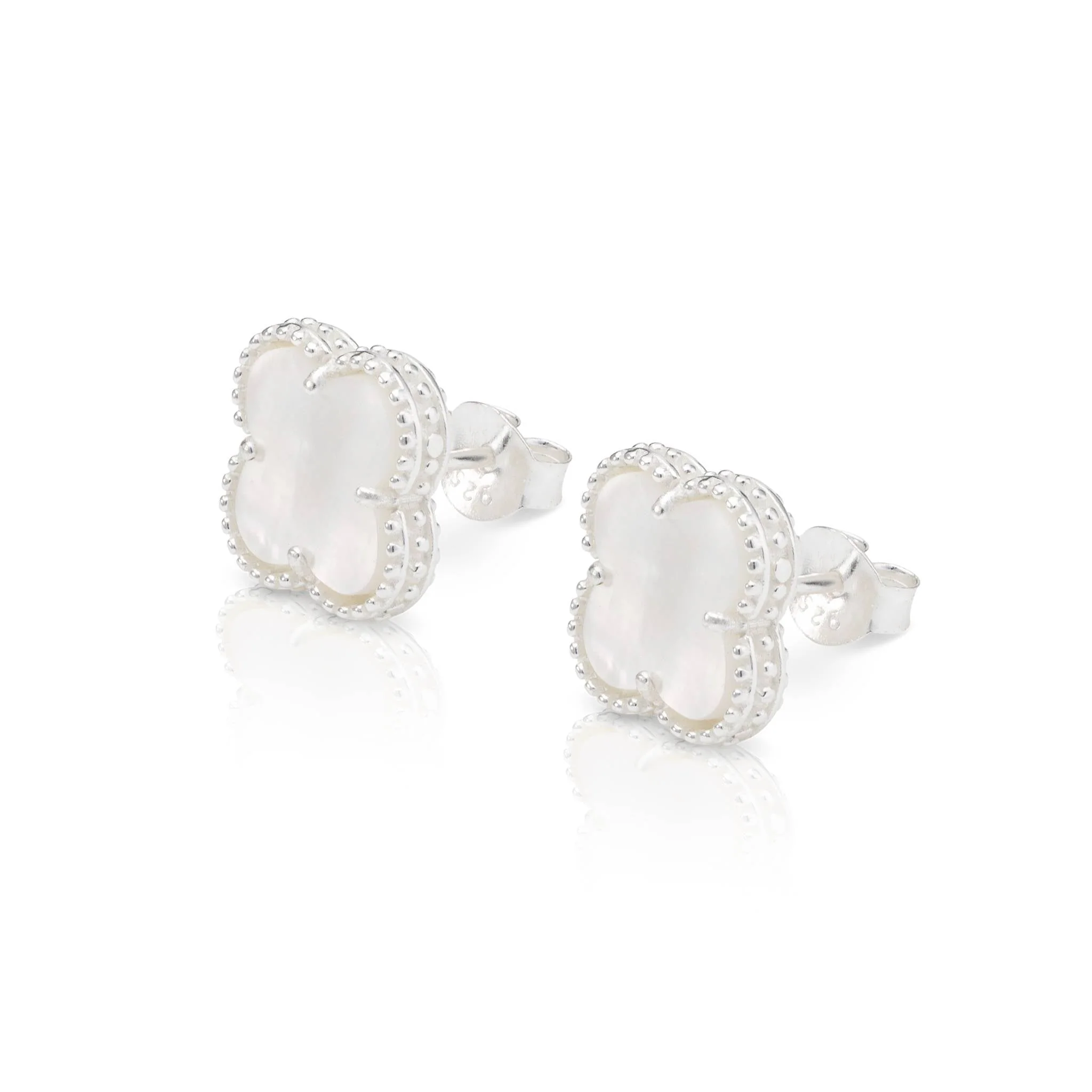 Mother of Pearl Quatrefoil Stud Earrings - Image 3