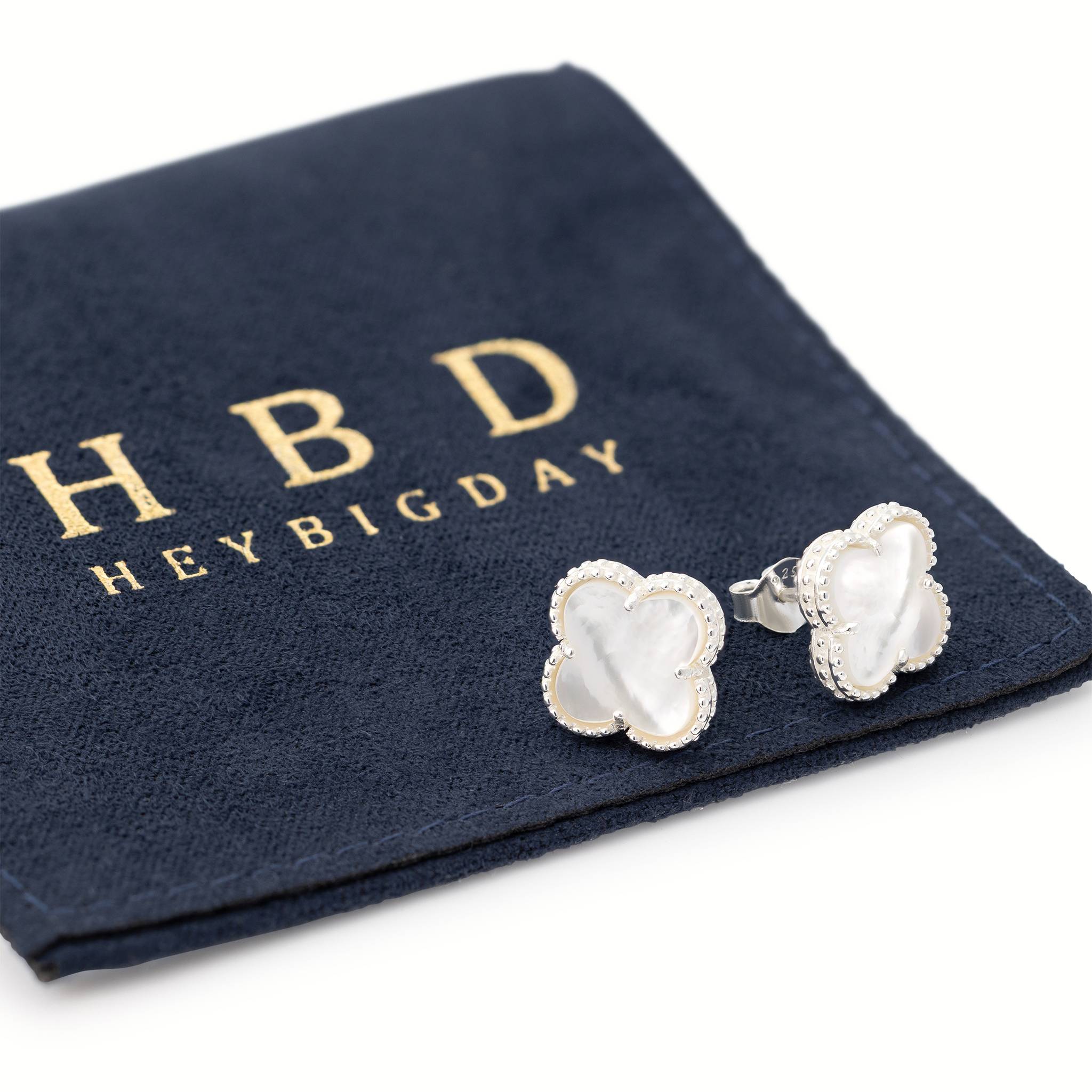 Mother of Pearl Quatrefoil Stud Earrings - Image 4