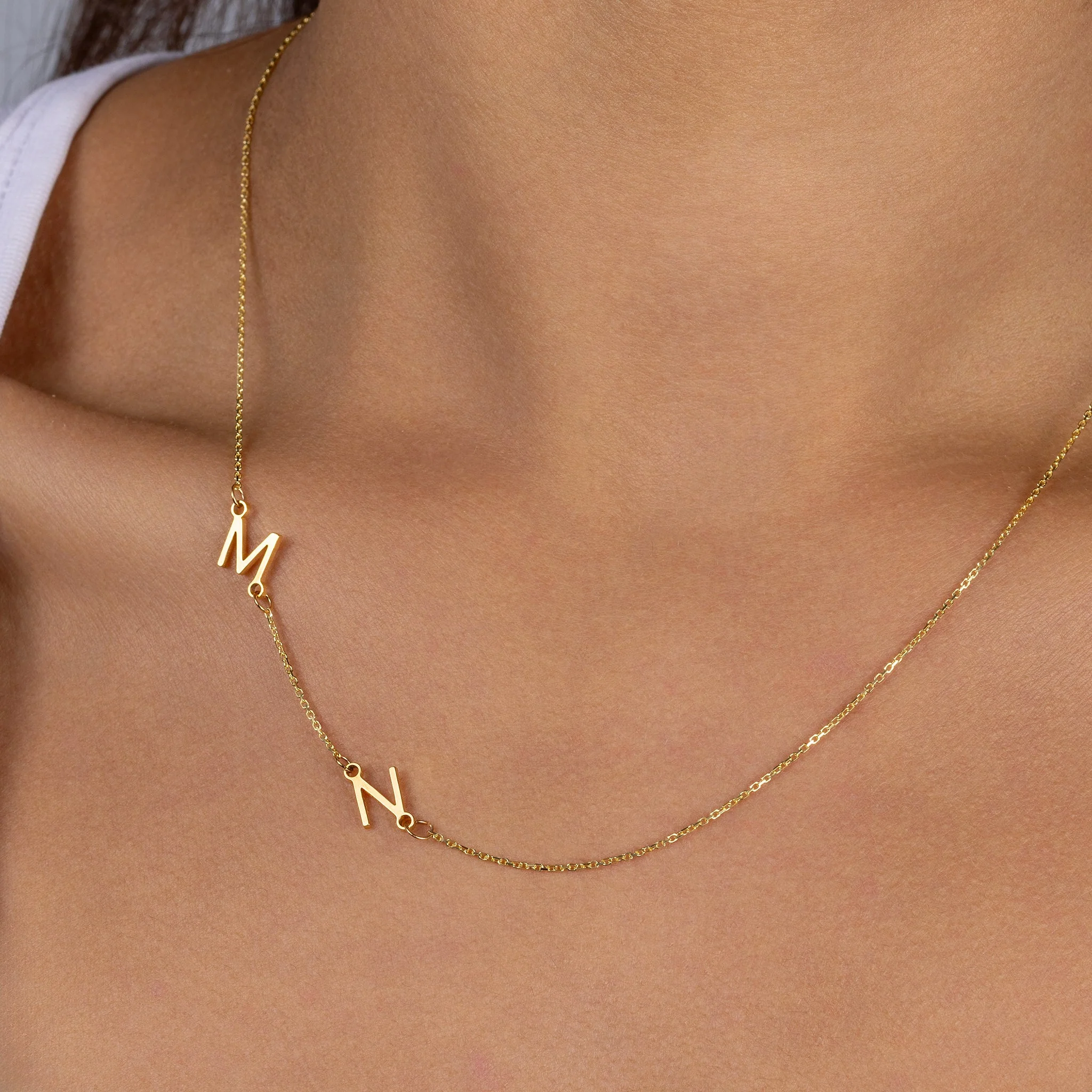 Double Sideways Initial Necklace - Image 3
