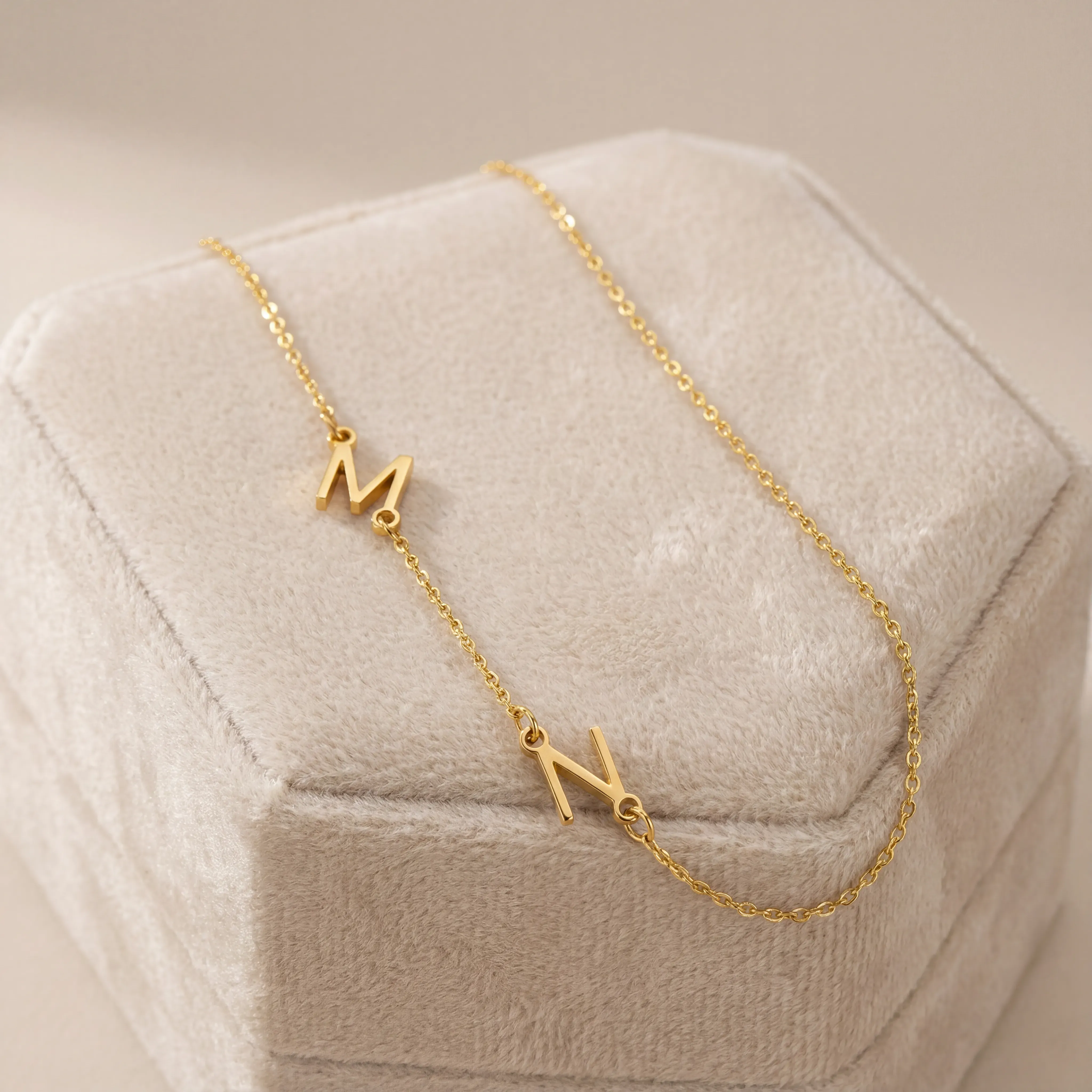 Double Sideways Initial Necklace - Image 4