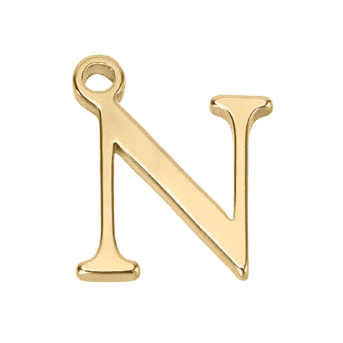 N Gold Letter Charm