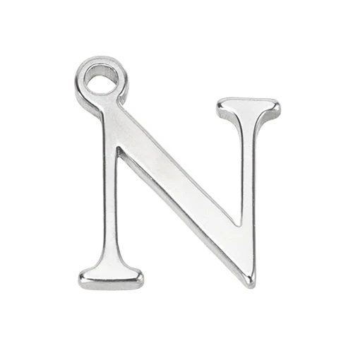 N Silver Letter Charm