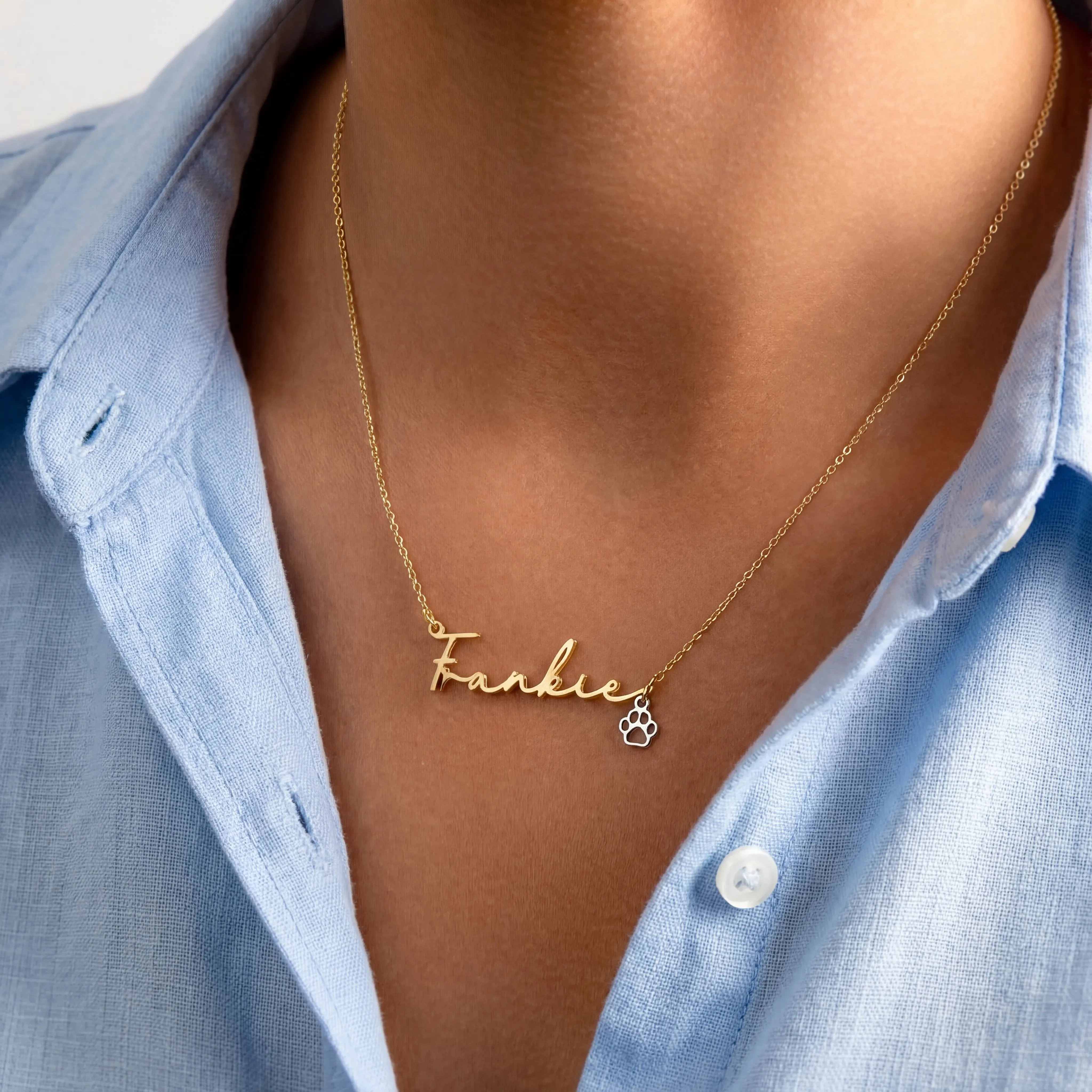 Name Necklace & Pet Paw Charm - Image 3