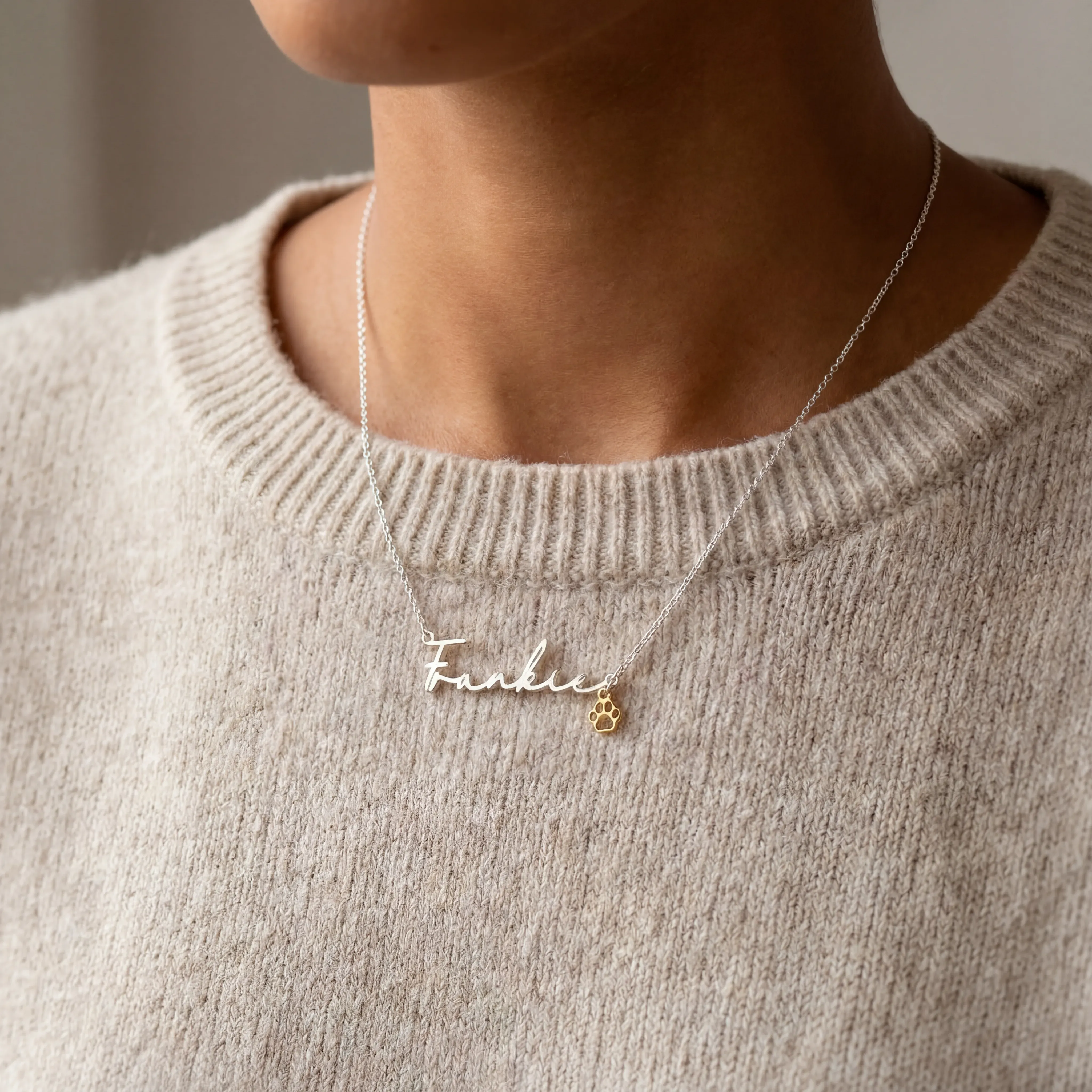 Name Necklace & Pet Paw Charm - Image 4