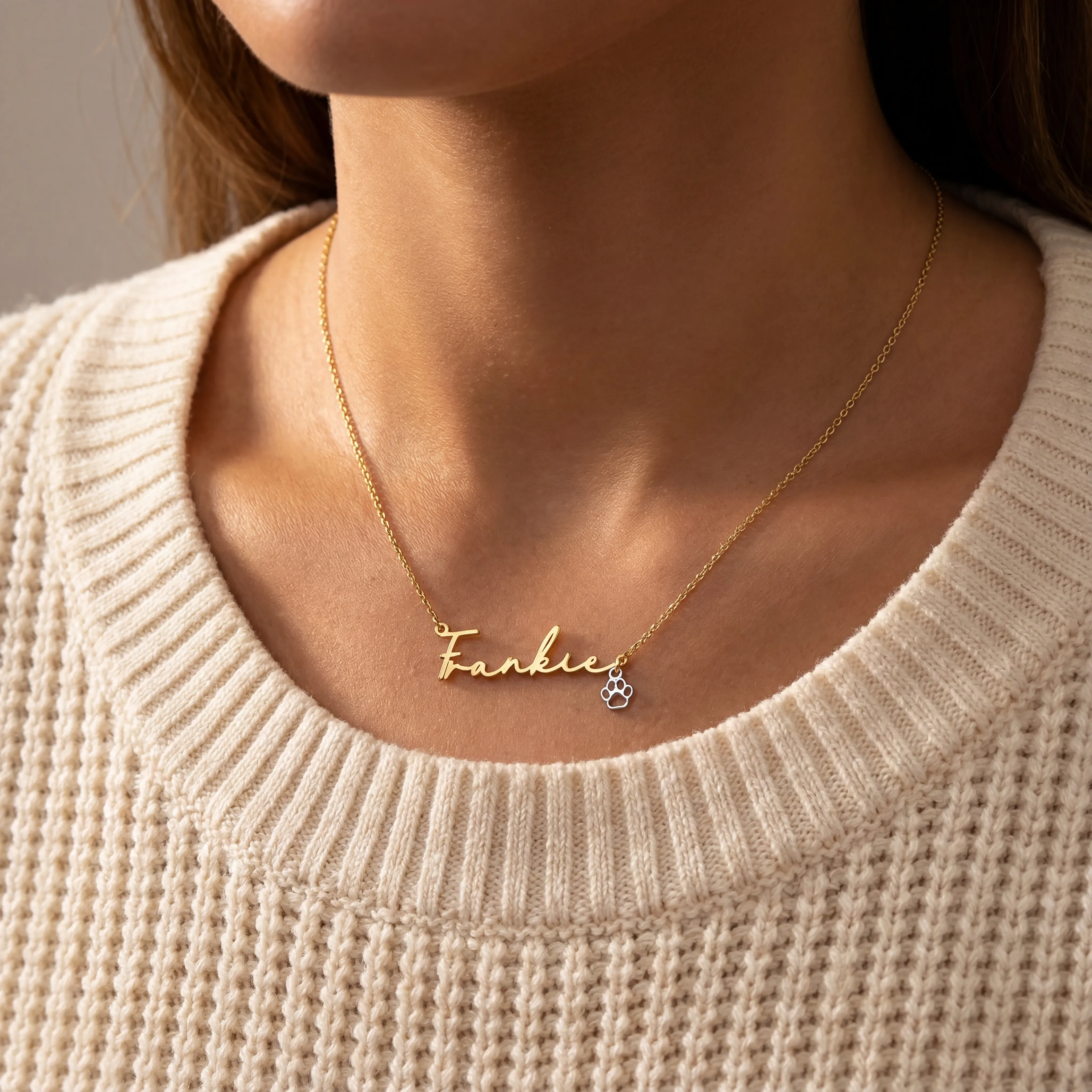 Name Necklace & Pet Paw Charm - Image 5