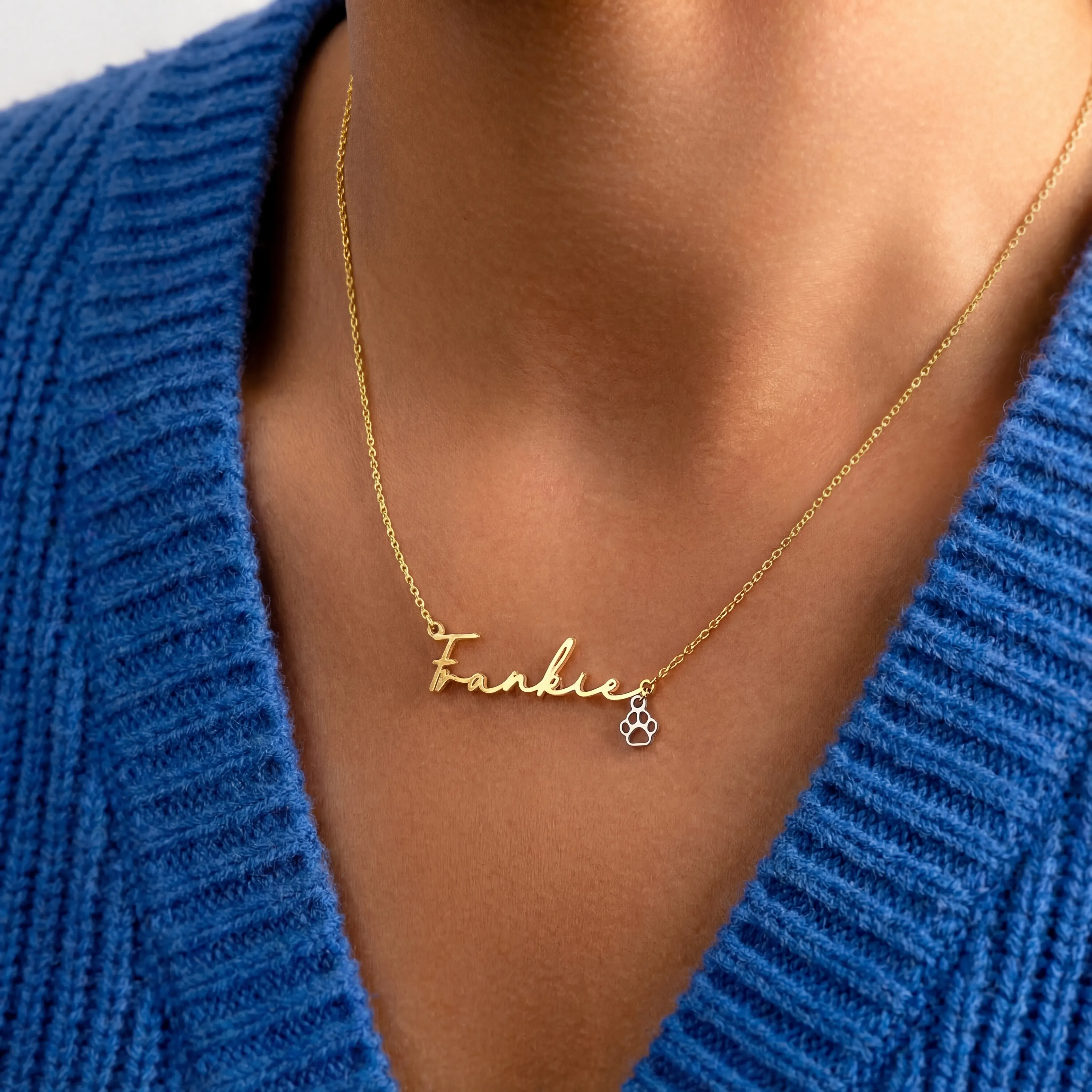 Name Necklace & Pet Paw Charm - Image 7