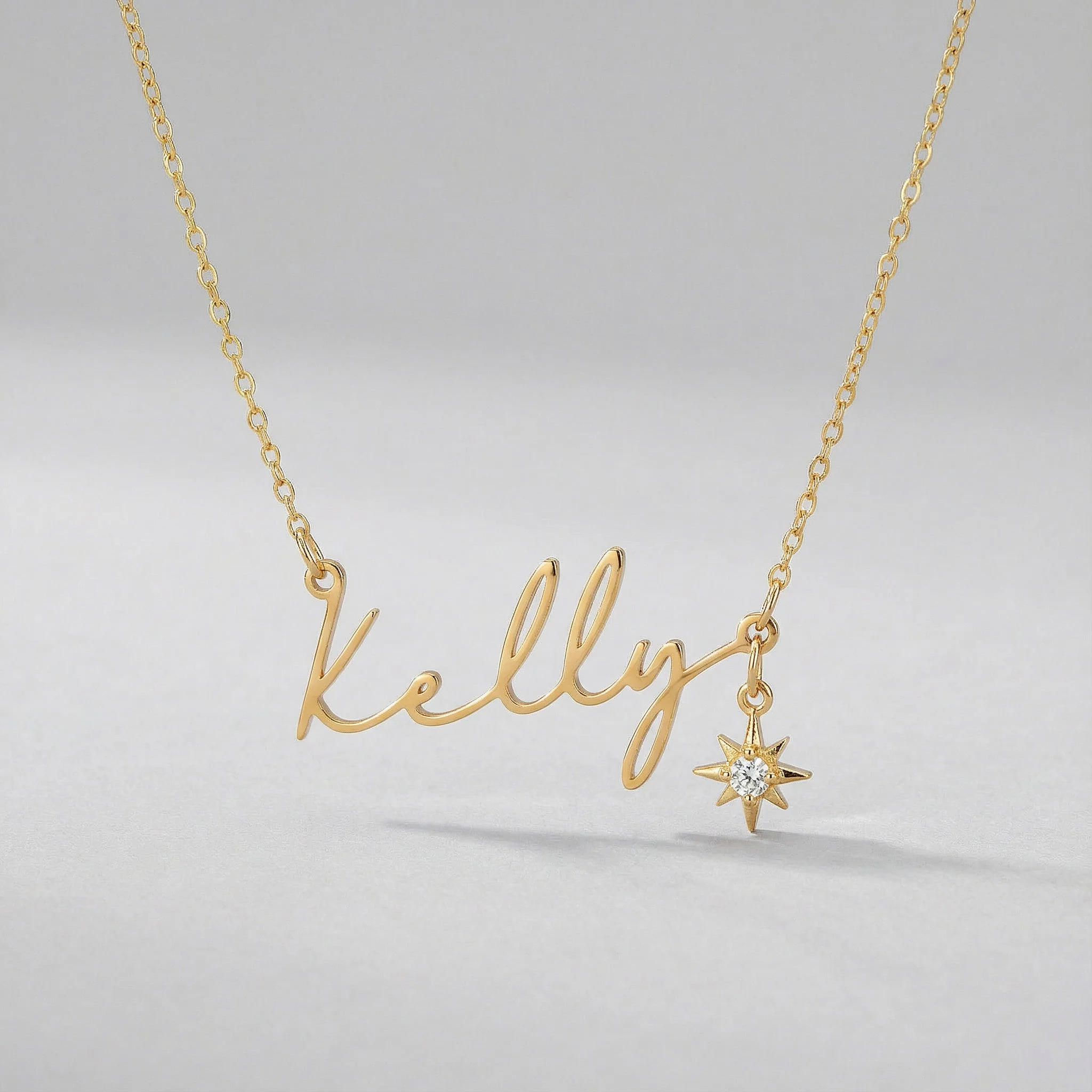 Name Necklace with Cubic Zirconia Star Charm - Image 3
