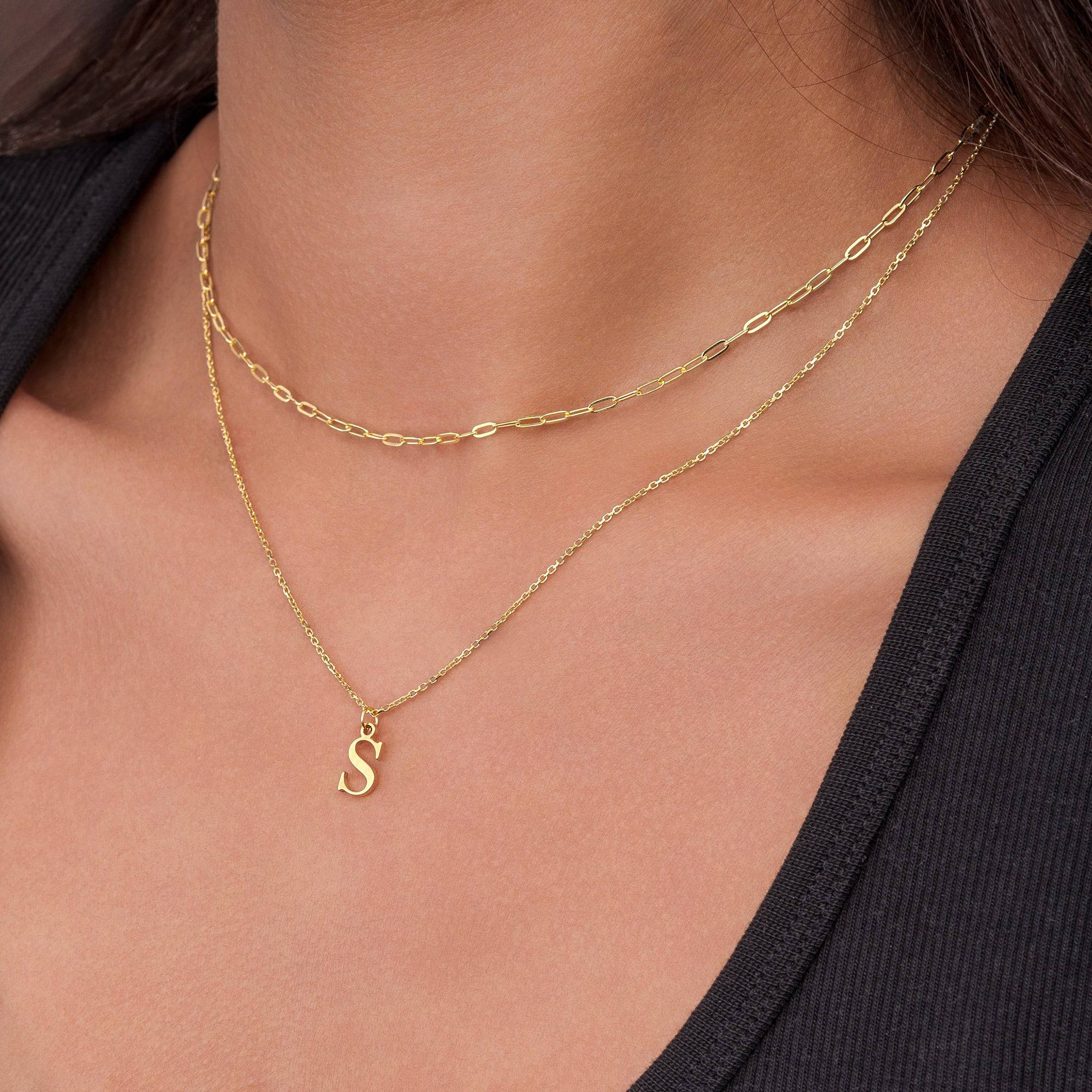 Paperclip Chain & Custom Initial Necklace Set - Image 4