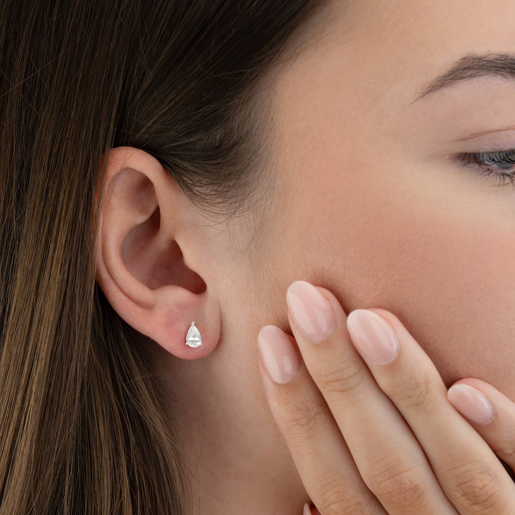 Teardrop Stud Earrings - Image 2