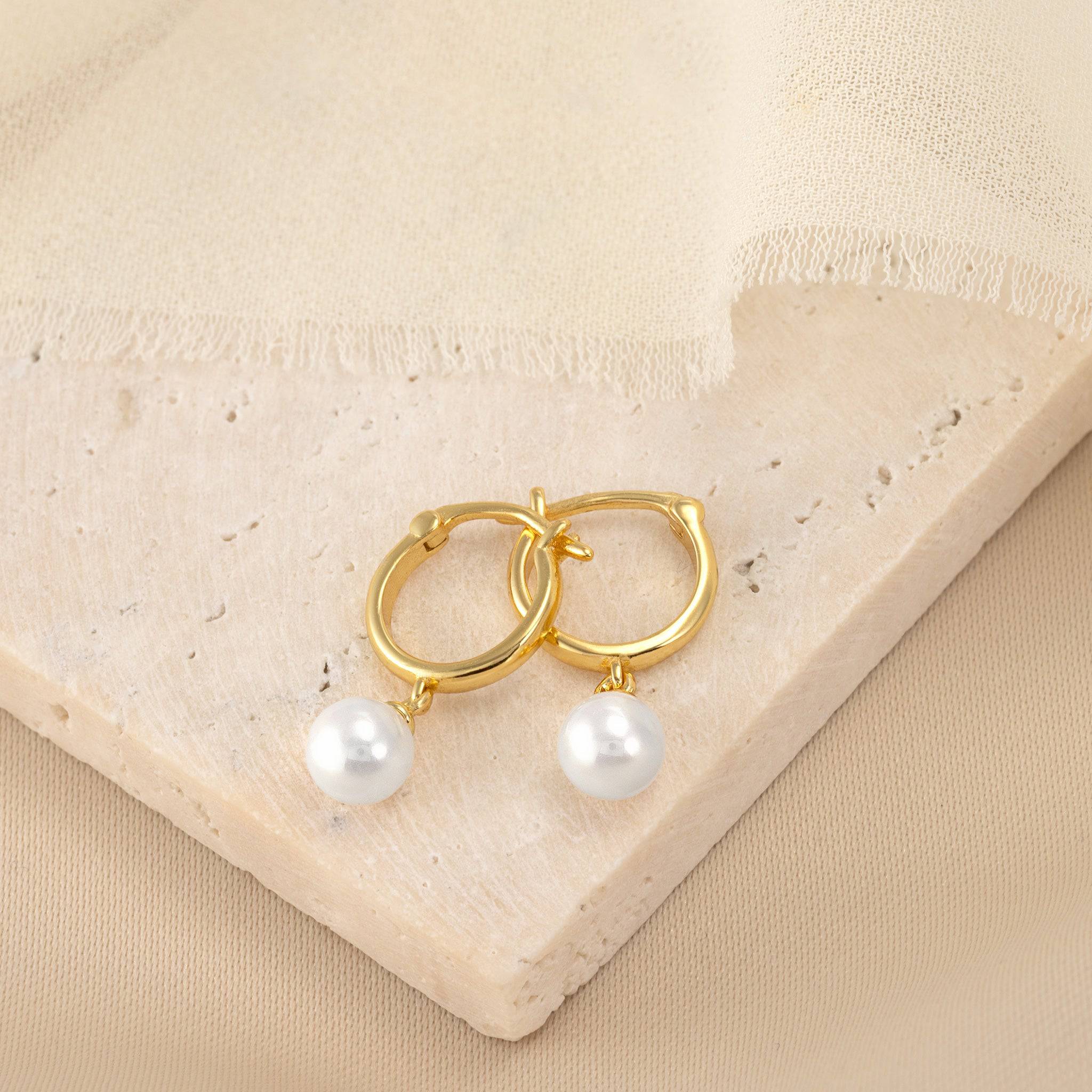 Freshwater Pearl Hoop Earrings - Image 4