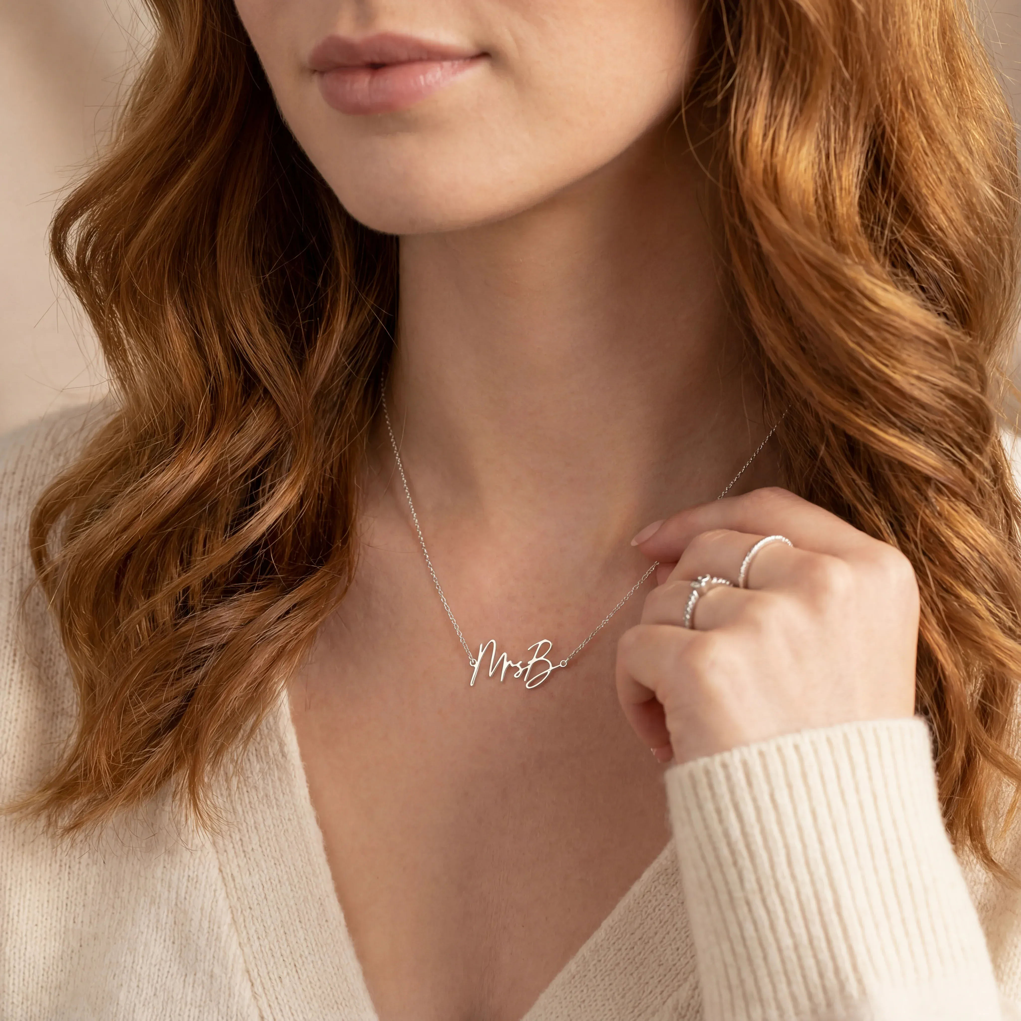 Personalised Mrs Necklace, Bracelet & Earrings | 3 Piece Jewellery Set - Image 6